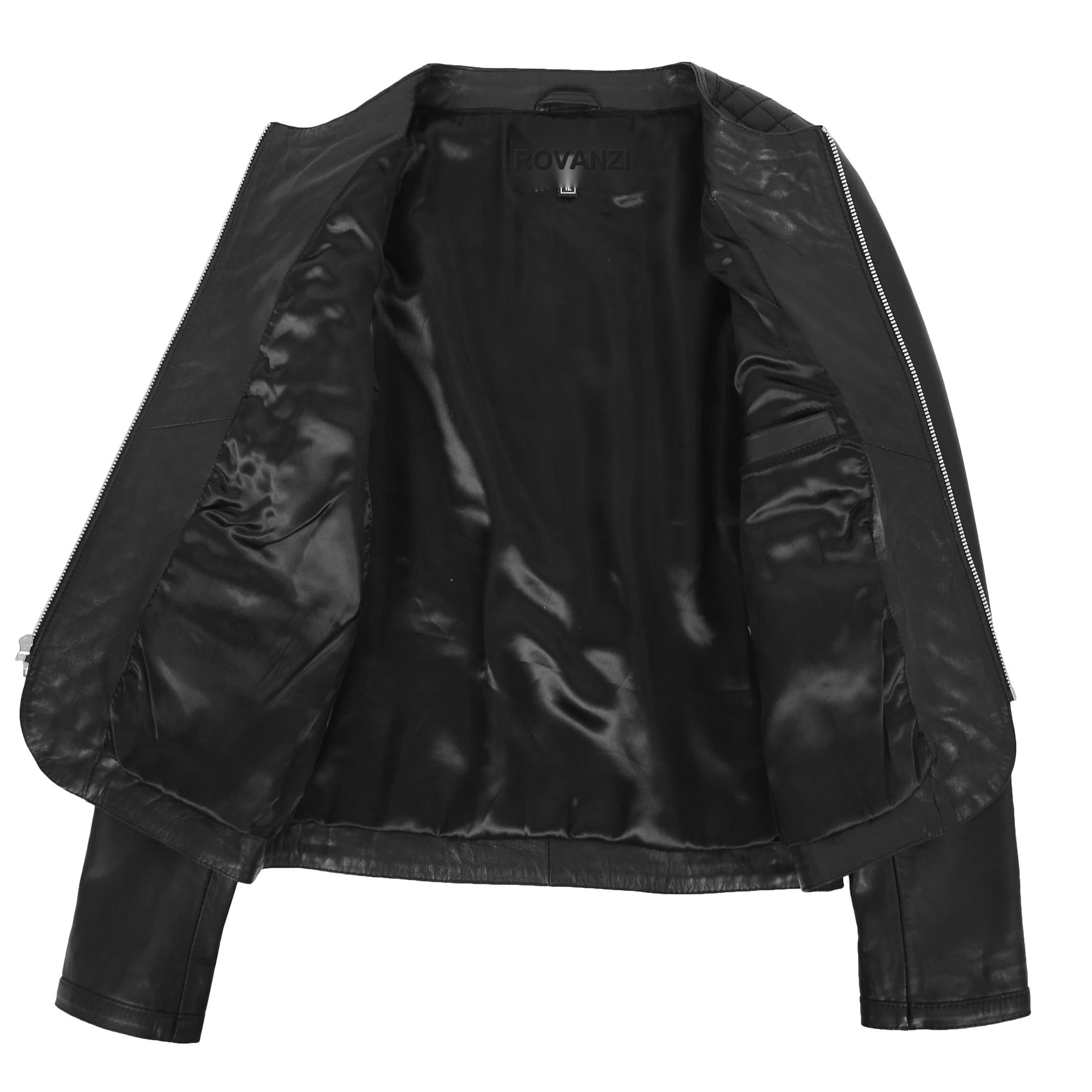 BUNERI Cuir Joan Noire Matelassée sans Col – Image 6