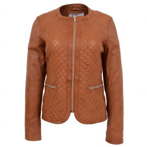BUNERI Joan sans Col Matelassée en Cuir Tan