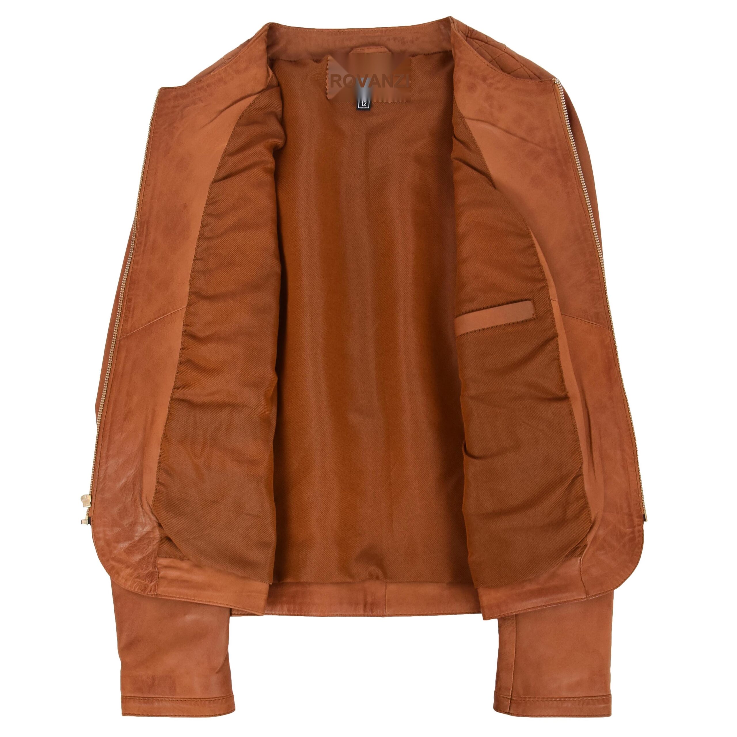 BUNERI Joan sans Col Matelassée en Cuir Tan – Image 6