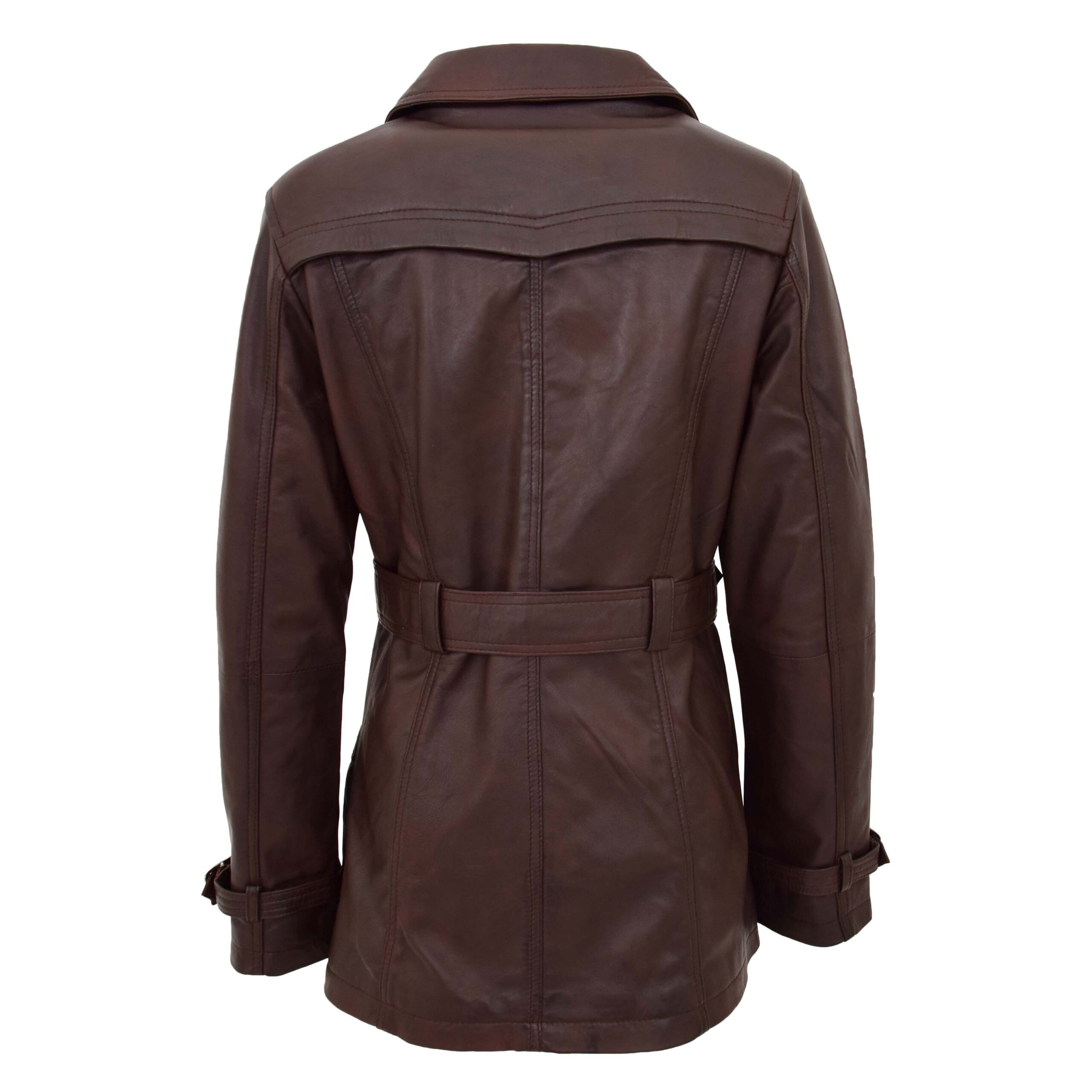 BUNERI Trench-Coat en Cuir Croisé pour Femme Marron – Image 2