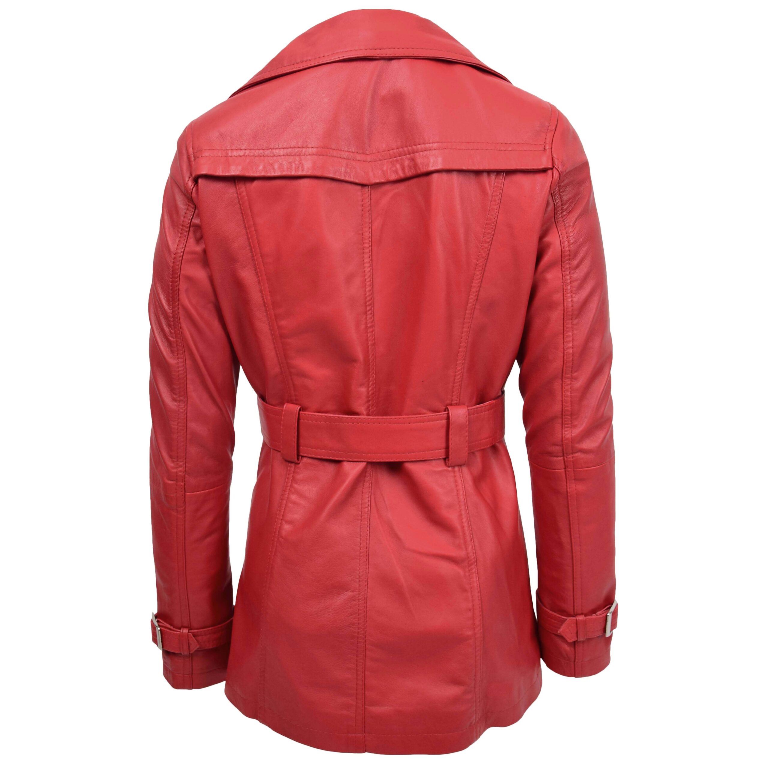 BUNERI Trench en Cuir Double Boutonnage Femme Rouge Sienna – Image 2