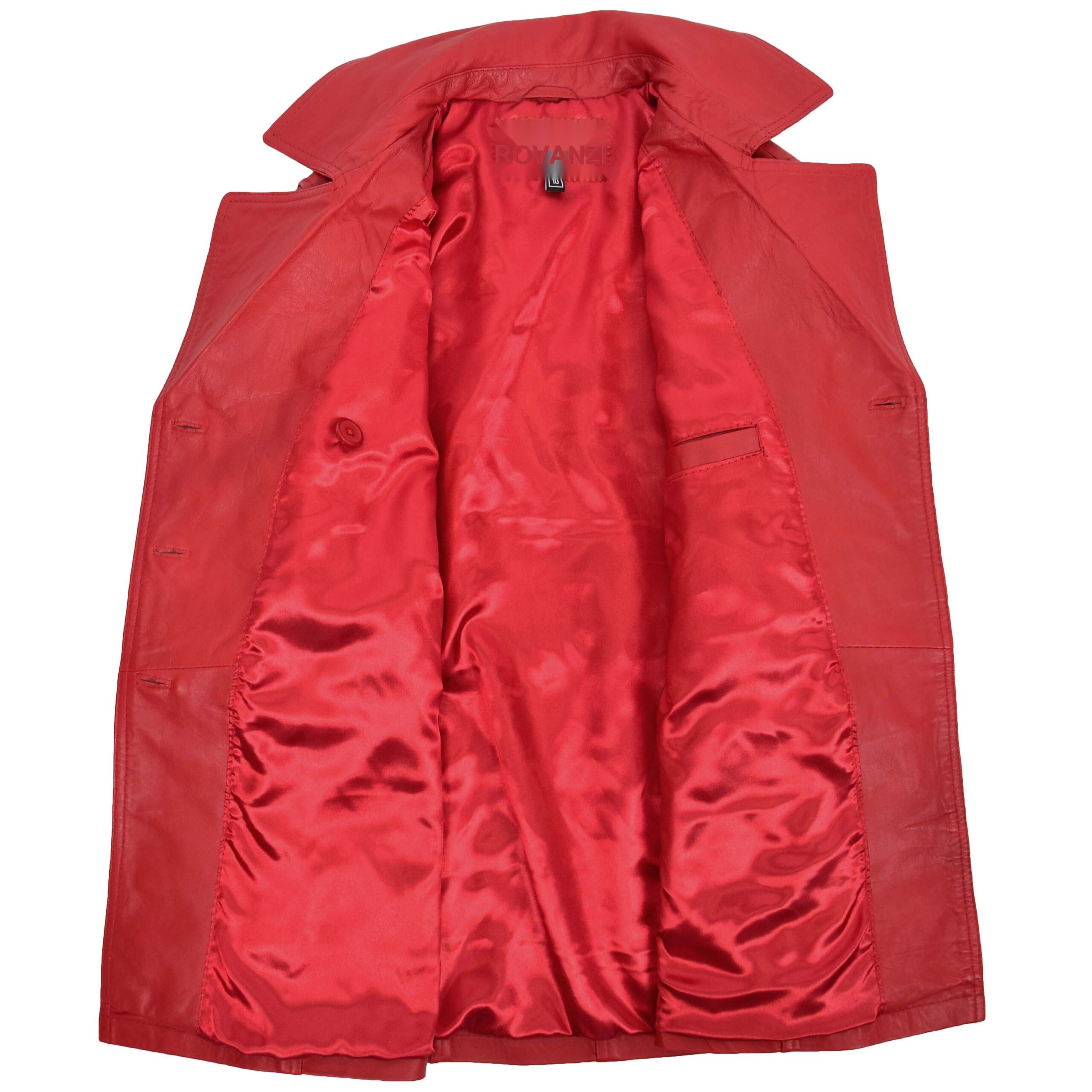 BUNERI Trench en Cuir Double Boutonnage Femme Rouge Sienna – Image 6