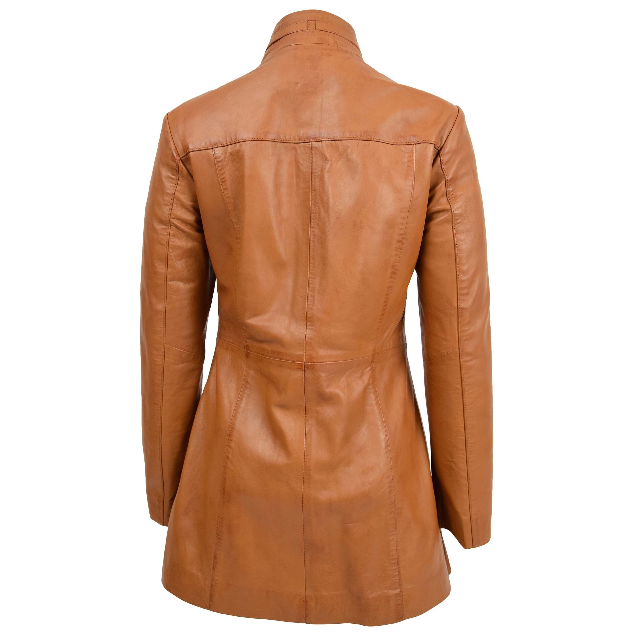 BUNERI Veste en Cuir Tan à Double Zip pour Femme – Image 2