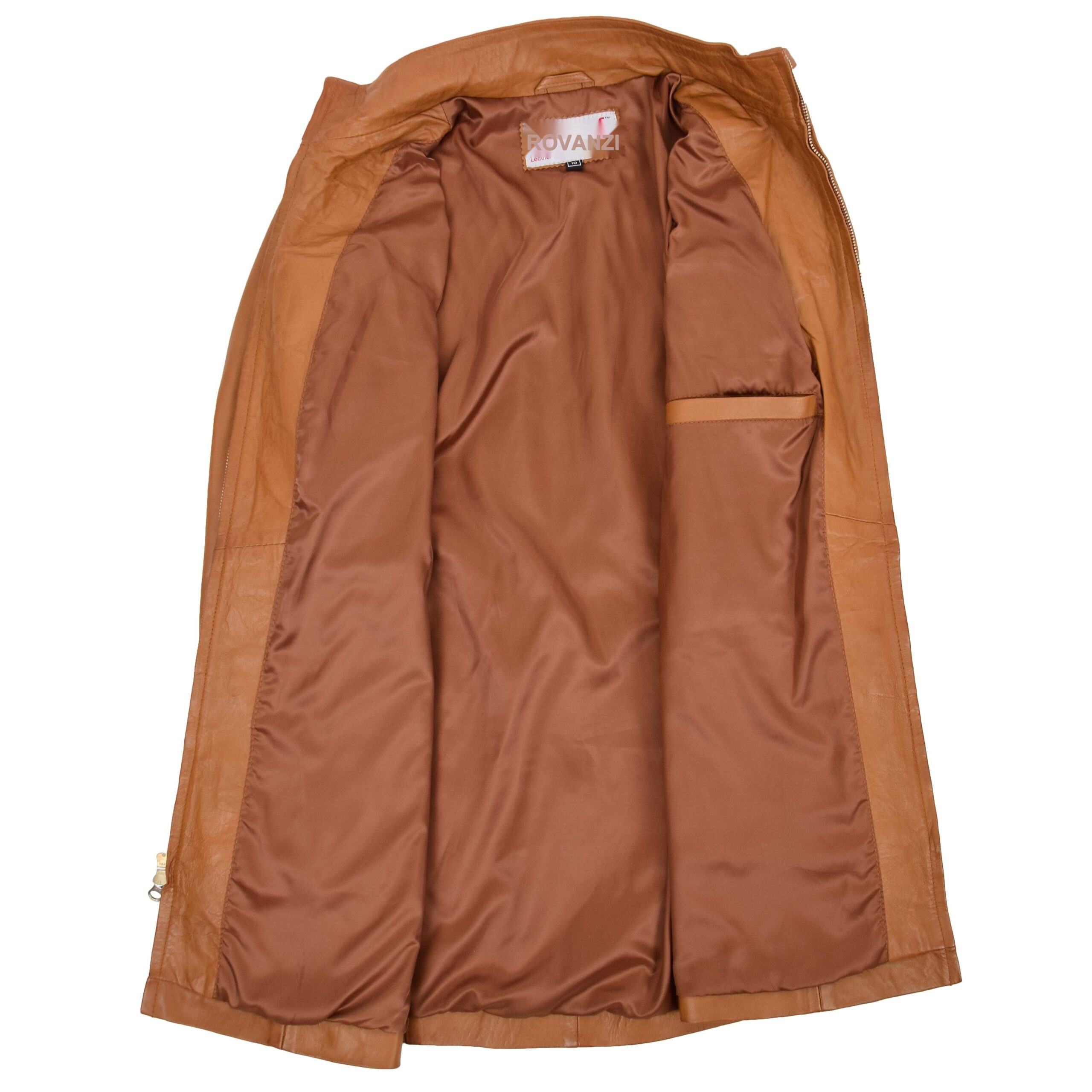 BUNERI Veste en Cuir Tan à Double Zip pour Femme – Image 6