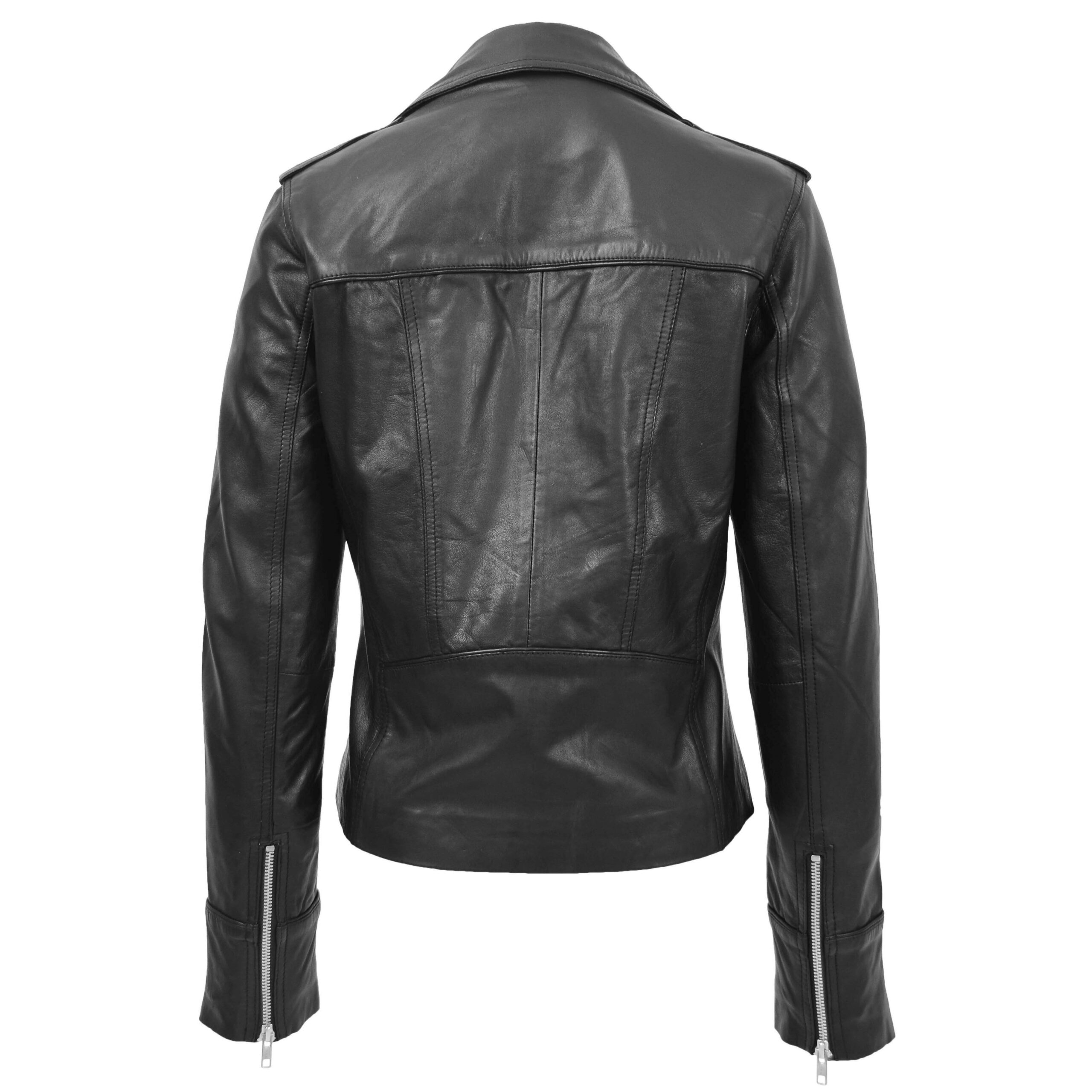 BUNERI Veste Femme Cuir Ajuste Style Biker Noire – Image 2