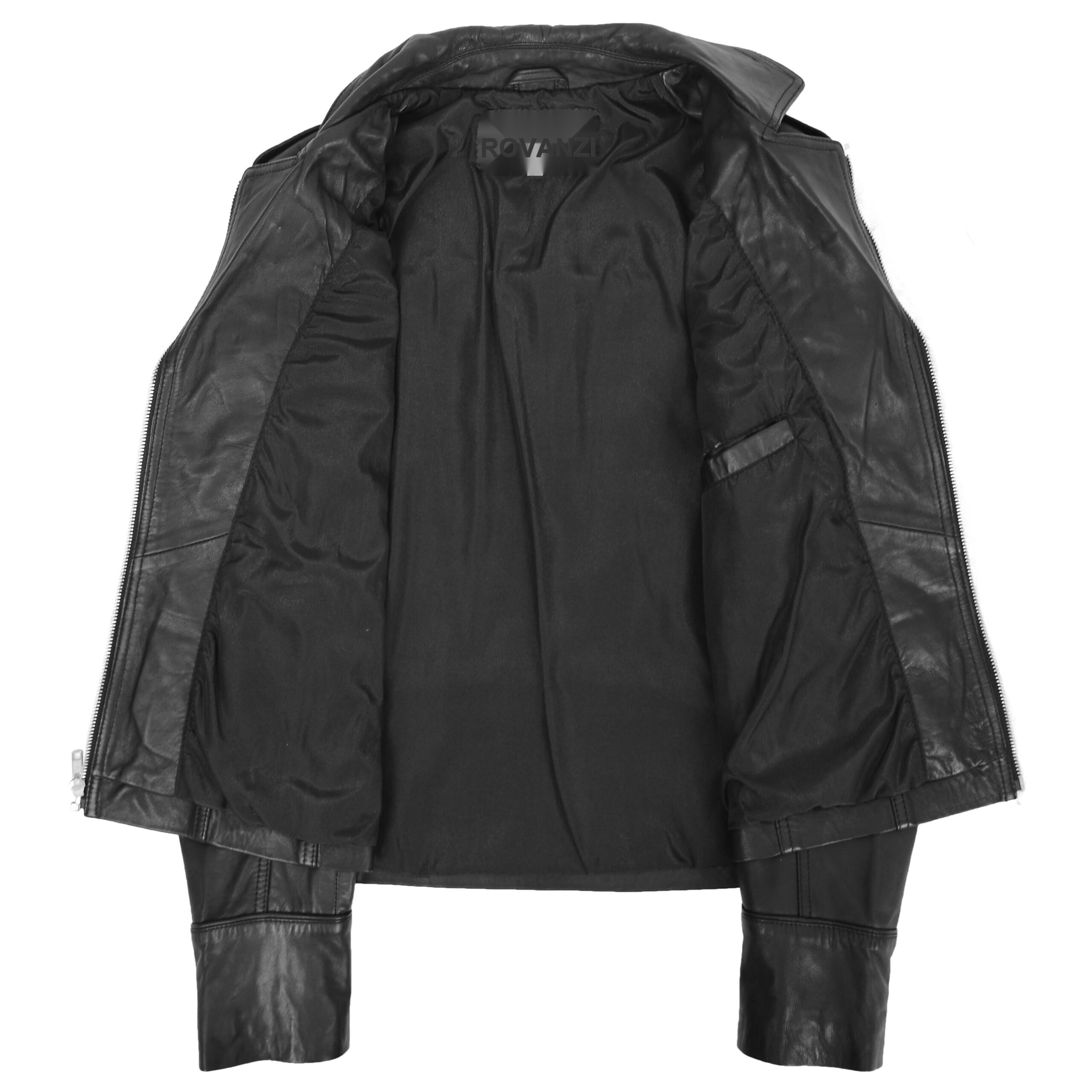 BUNERI Veste Femme Cuir Ajuste Style Biker Noire – Image 6