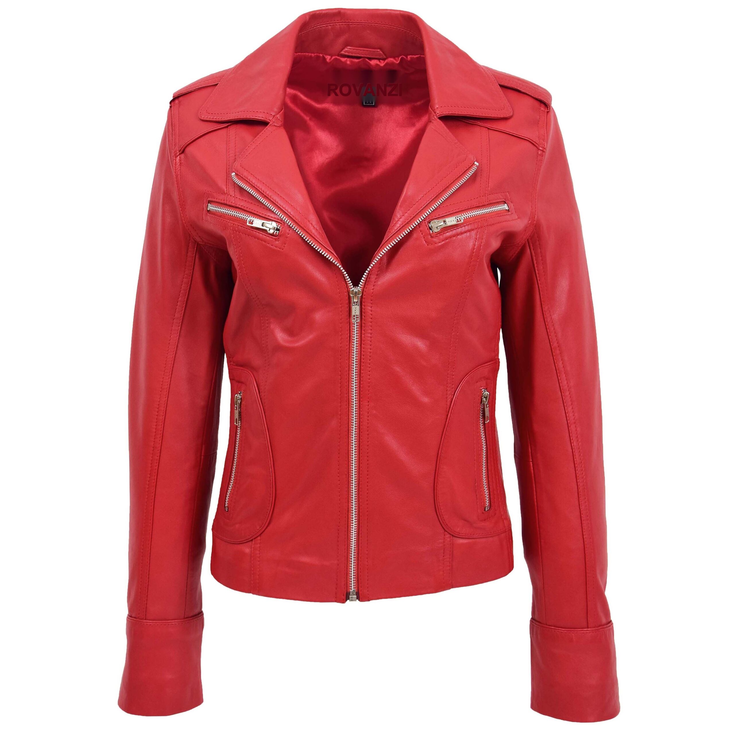 BUNERI Biker Cuir Kim Rouge Ajustée