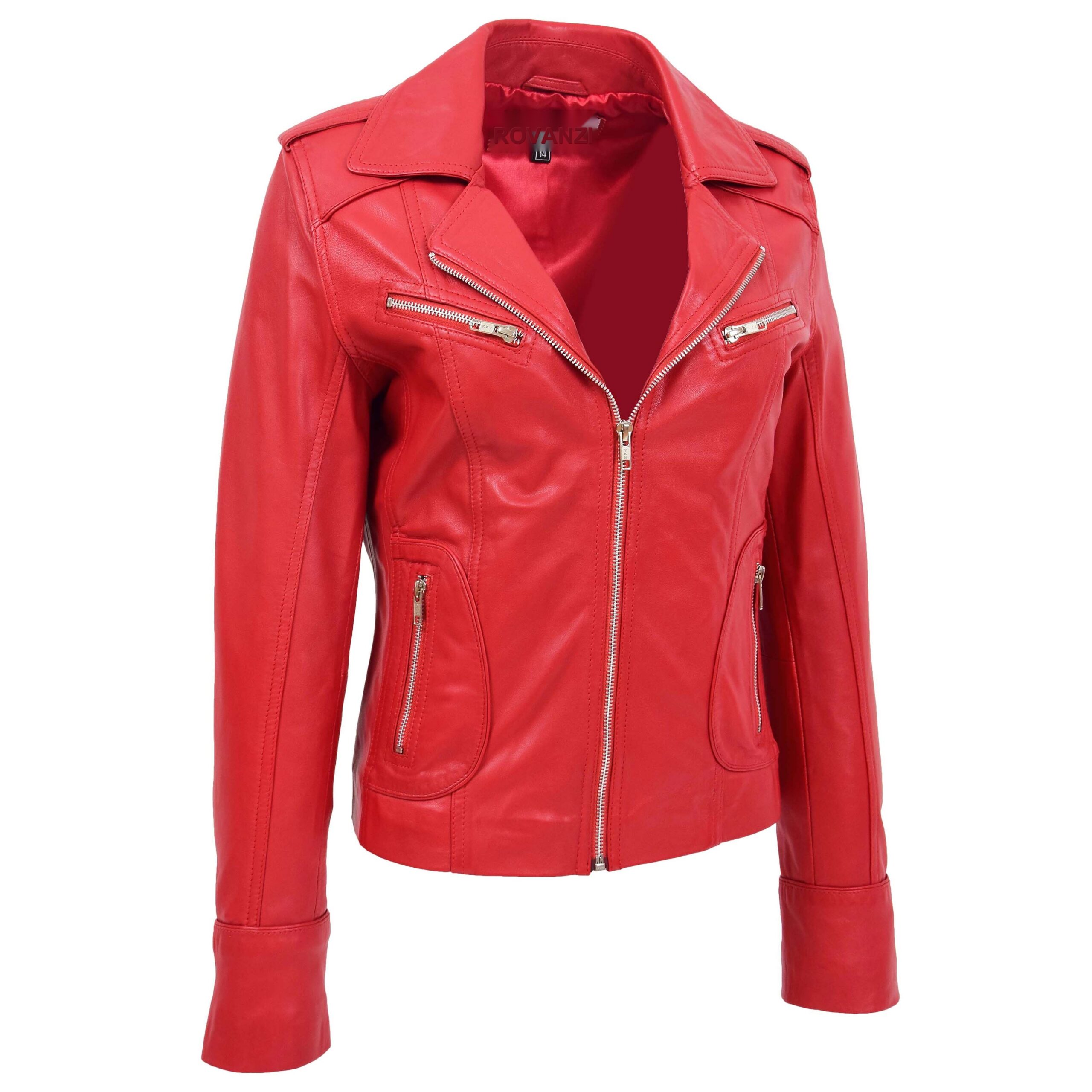 BUNERI Biker Cuir Kim Rouge Ajustée – Image 3
