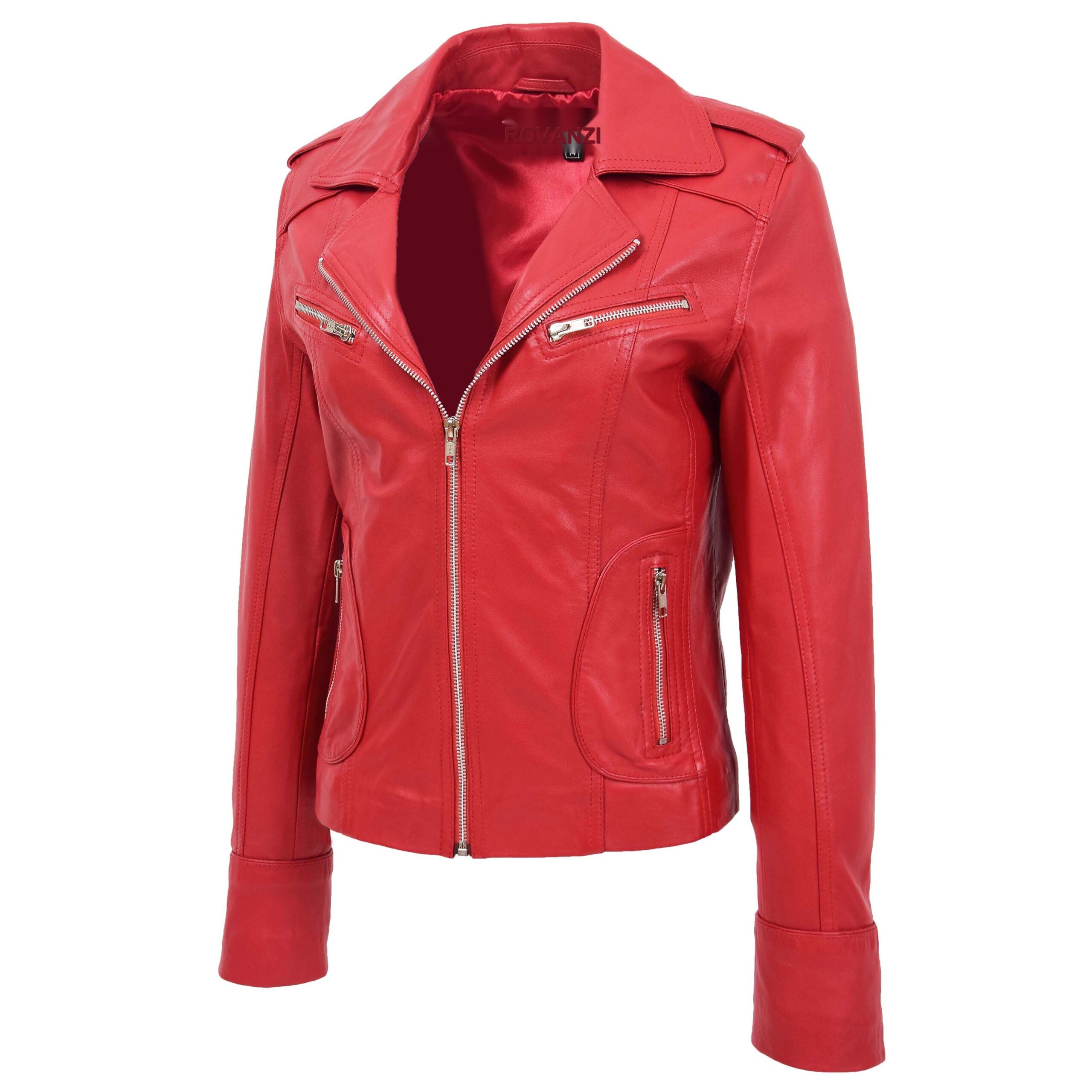 BUNERI Biker Cuir Kim Rouge Ajustée – Image 4