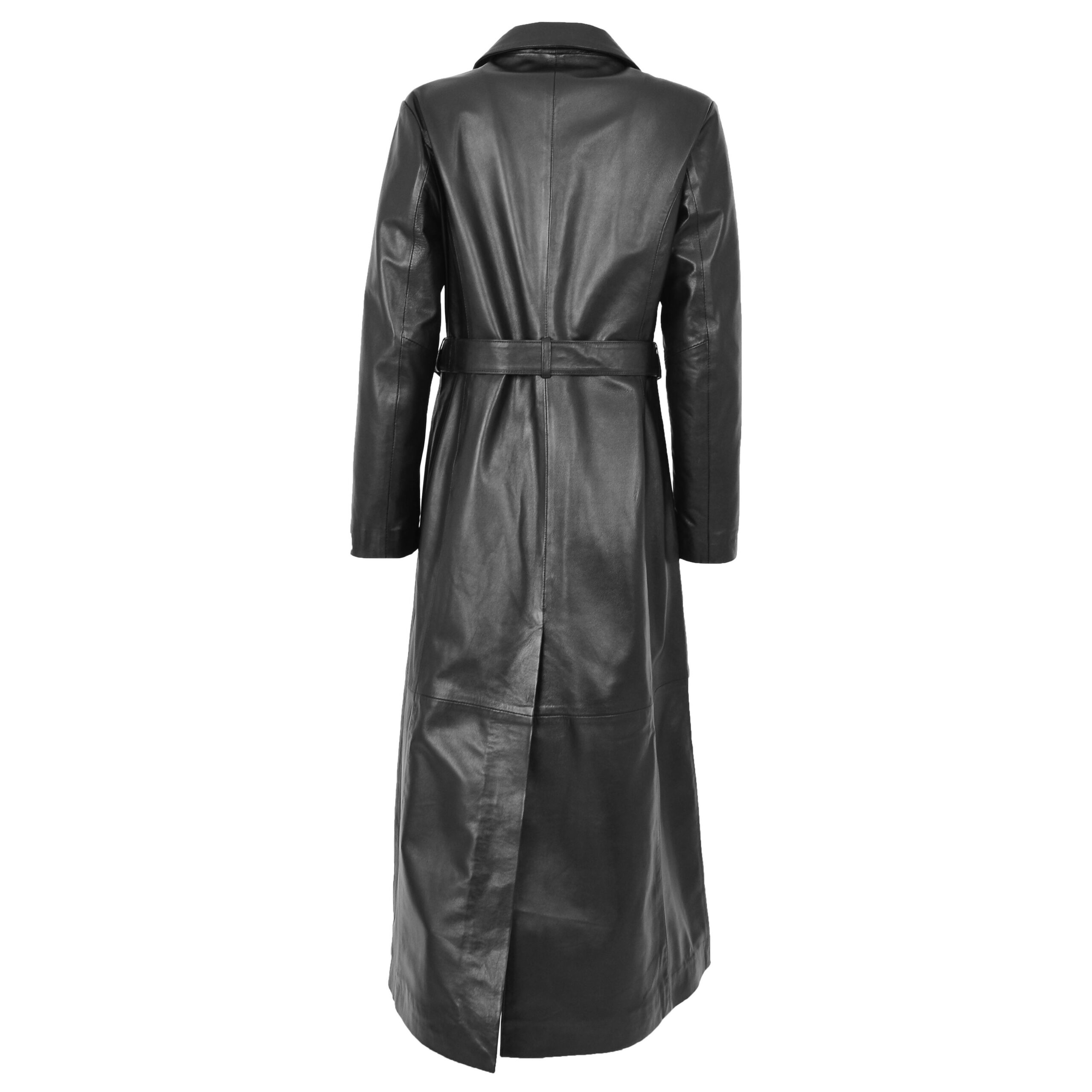 BUNERI Manteau en Cuir Noir Pleine Longueur Classique pour Femme II – Image 2