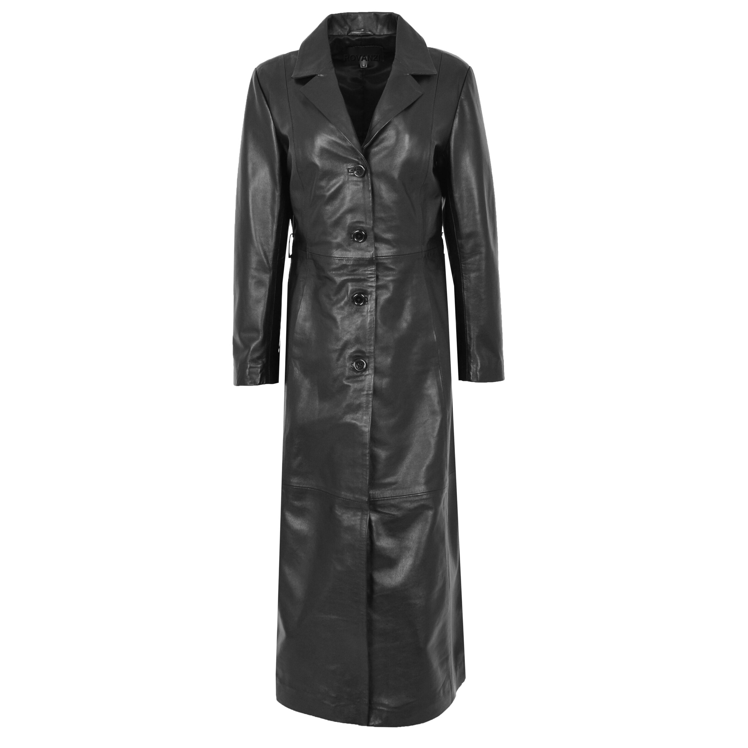 BUNERI Manteau en Cuir Noir Pleine Longueur Classique pour Femme II – Image 3