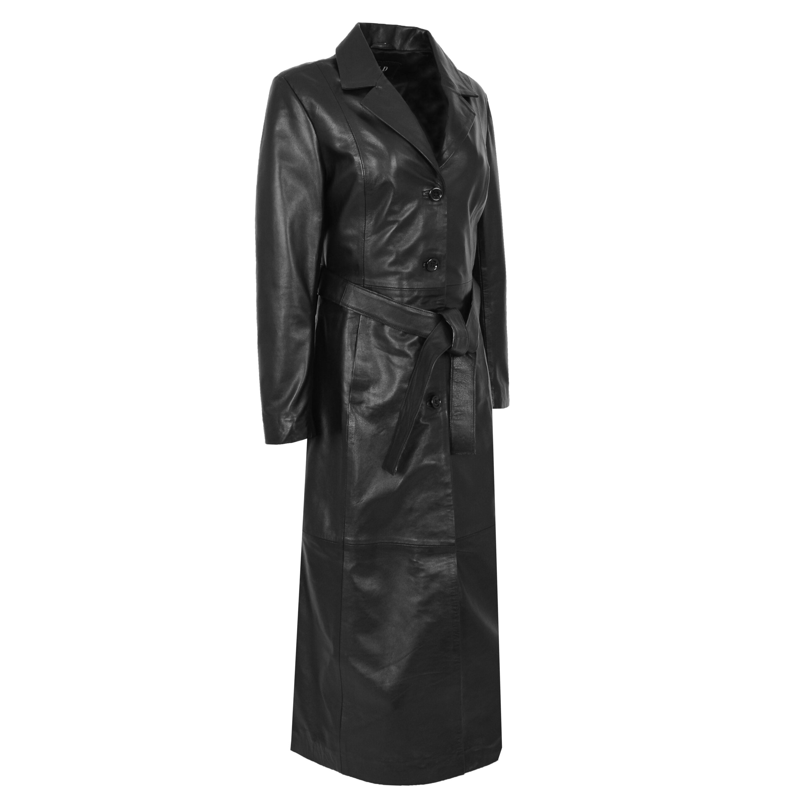 BUNERI Manteau en Cuir Noir Pleine Longueur Classique pour Femme II – Image 5
