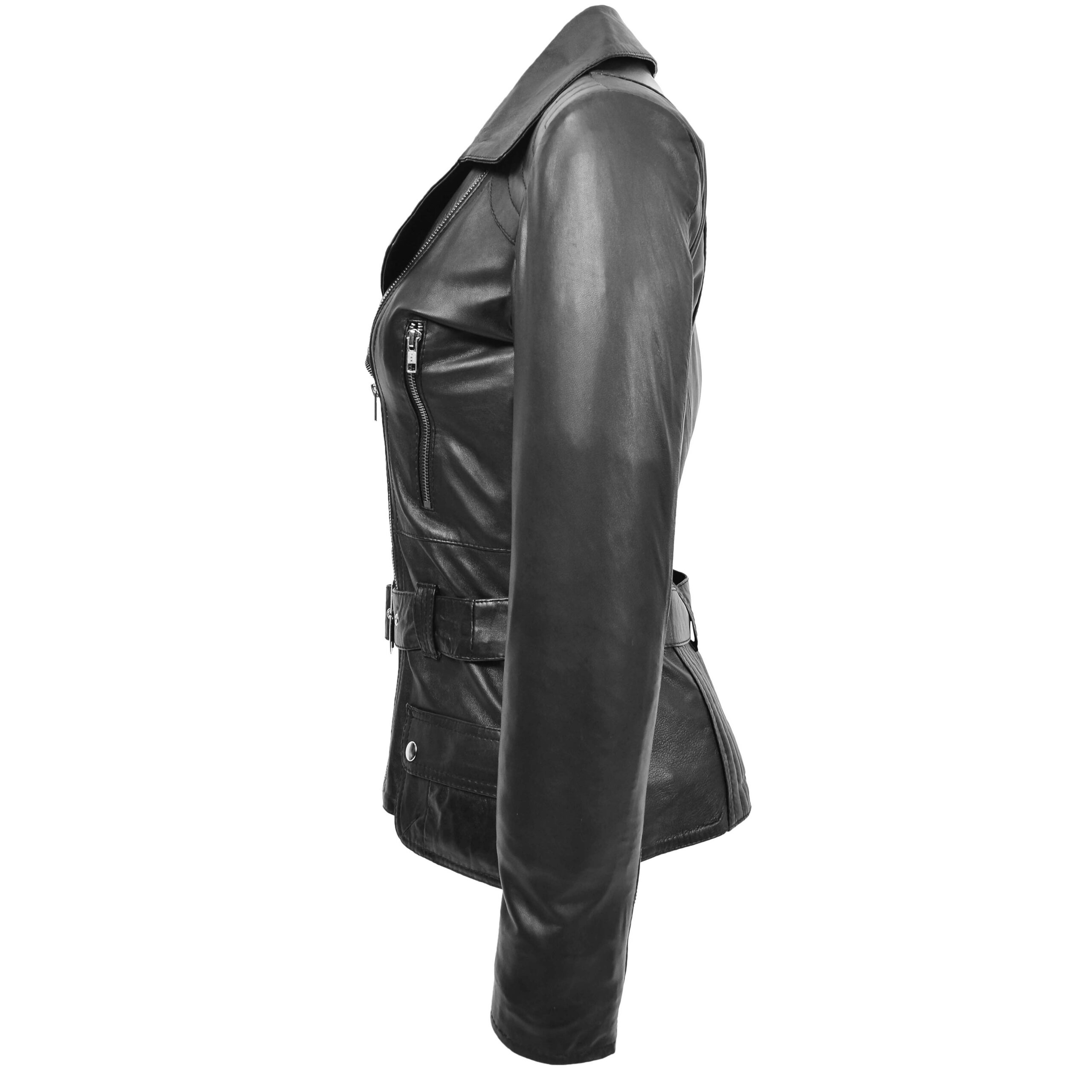BUNERI Biker Celia Noire en Cuir Longueur Hanche – Image 5