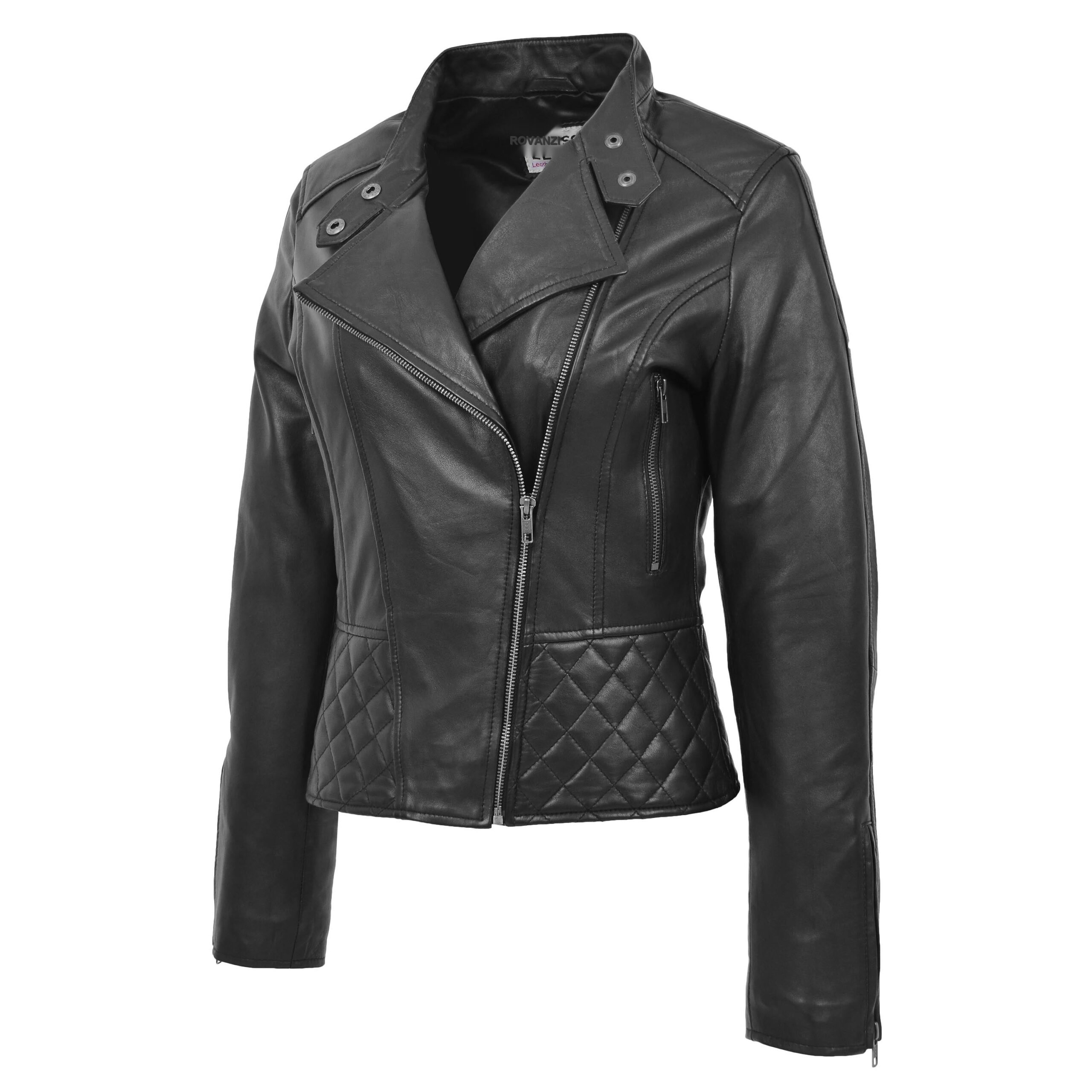 BUNERI Biker Cuir Laura Noire à Col Montant – Image 5
