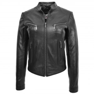 BUNERI Cuir Becky Noire Col Montant