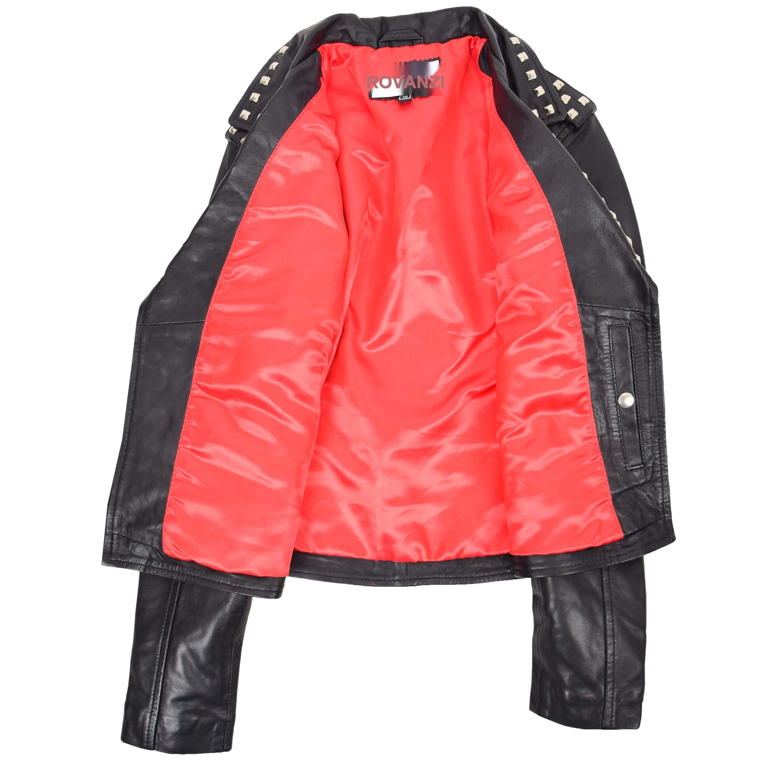 BUNERI Veste Femme Cuir Cloute Style Brando Noire – Image 6