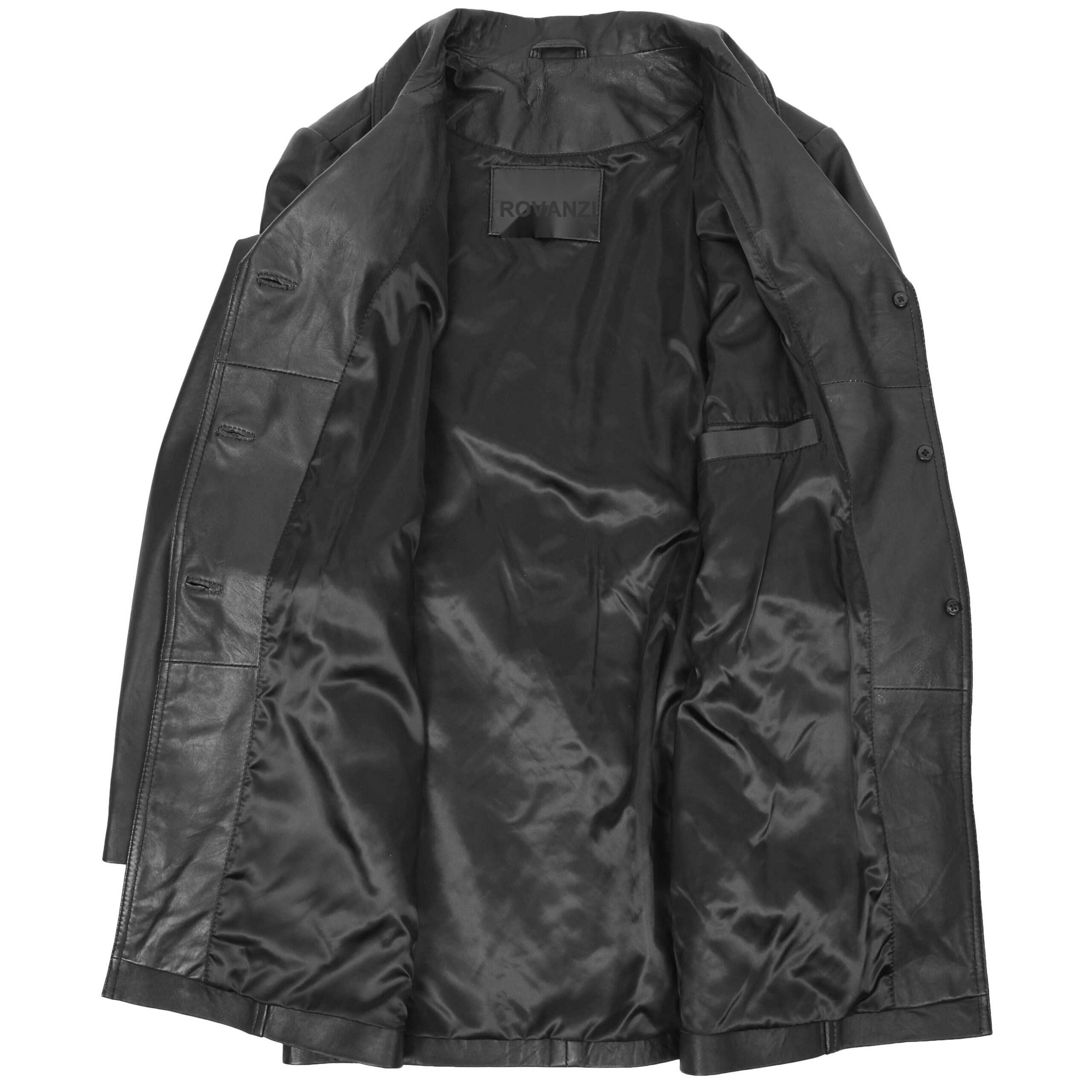 BUNERI Trench en Cuir pour Femme Shania Noir avec Ceinture – Image 6