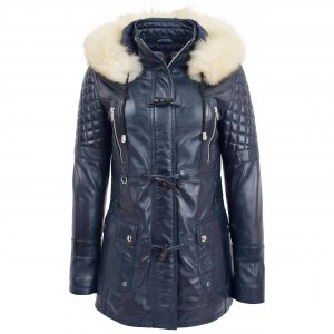 BUNERI Cuir Ariel Bleu Style Duffle Femme