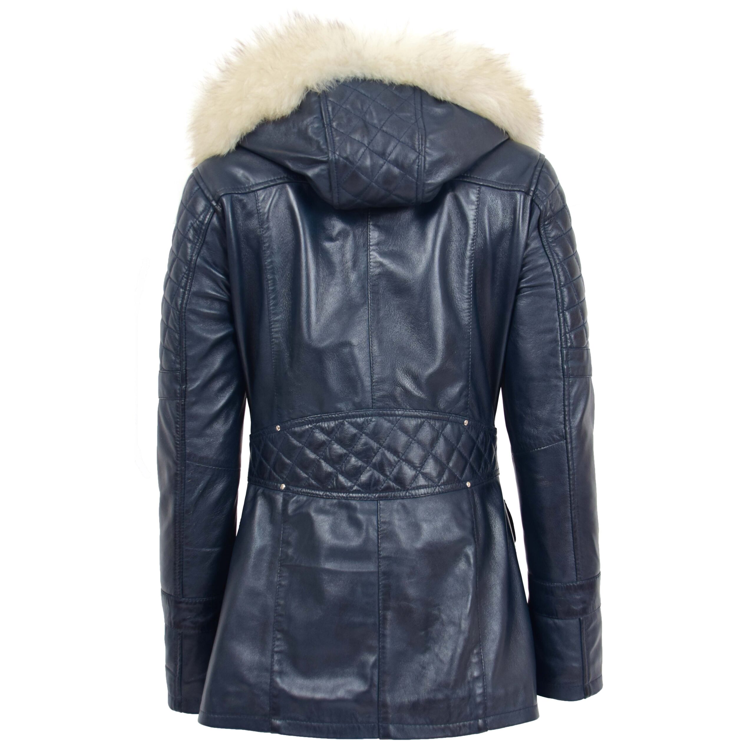 BUNERI Cuir Ariel Bleu Style Duffle Femme – Image 2