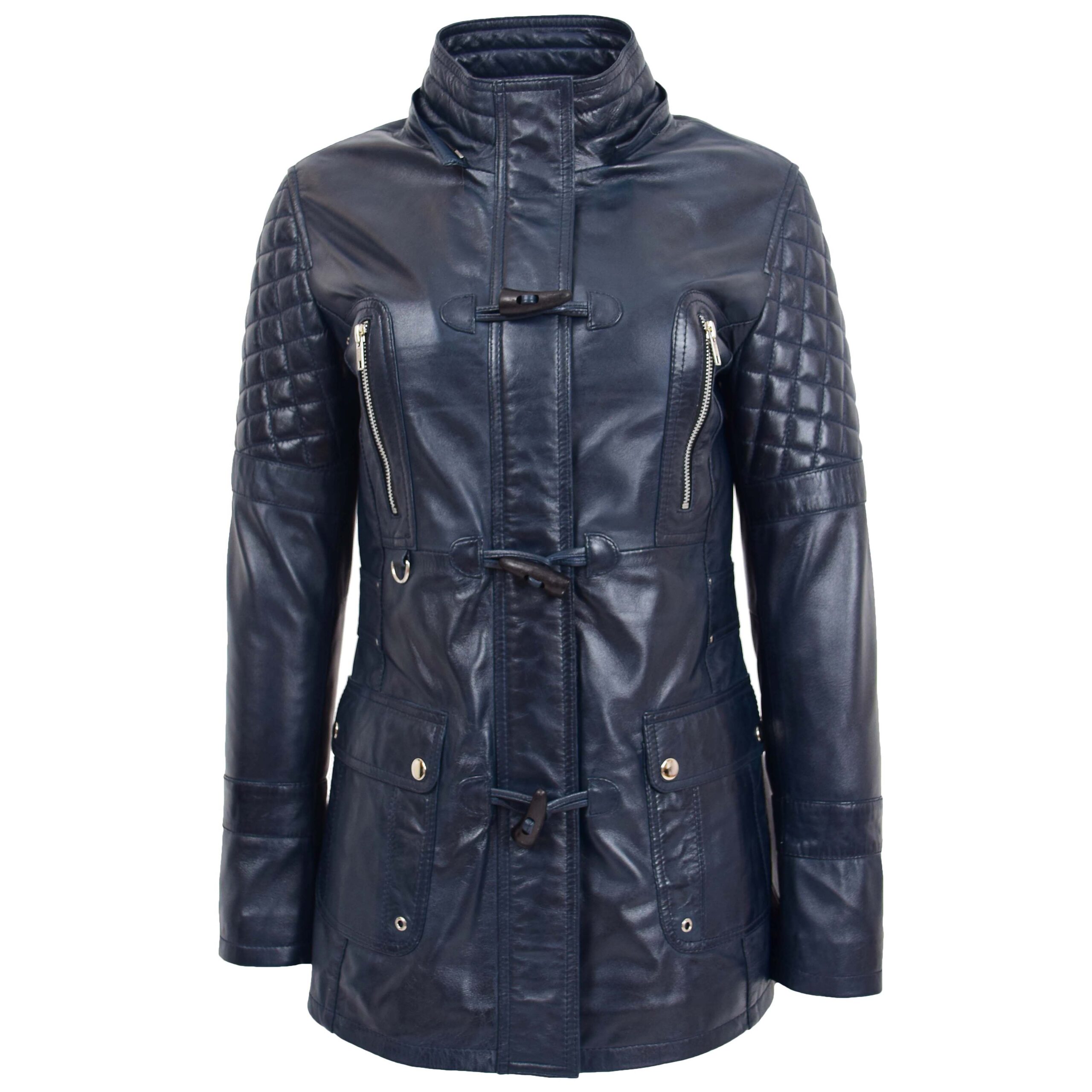 BUNERI Cuir Ariel Bleu Style Duffle Femme – Image 3