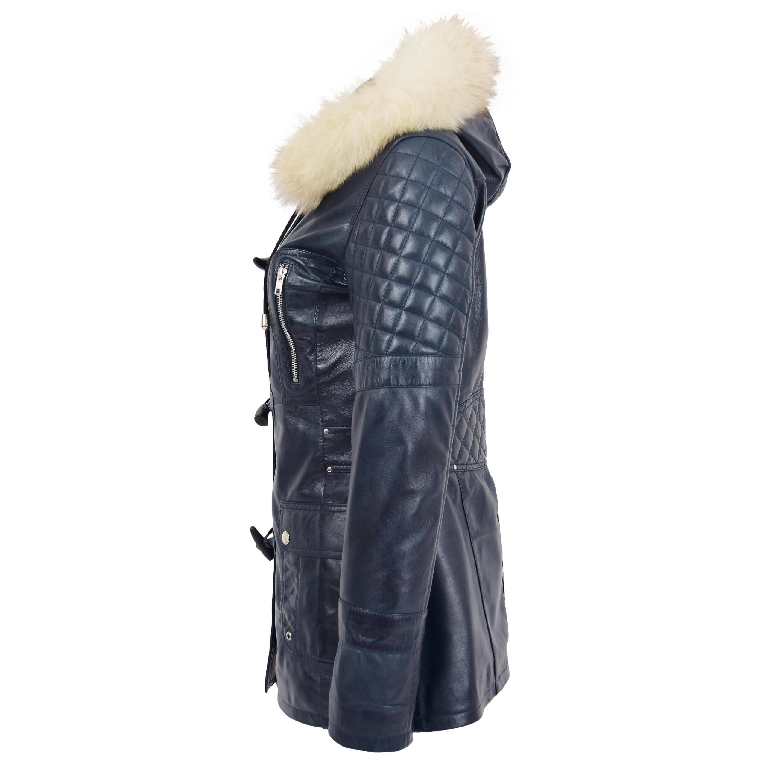 BUNERI Cuir Ariel Bleu Style Duffle Femme – Image 5