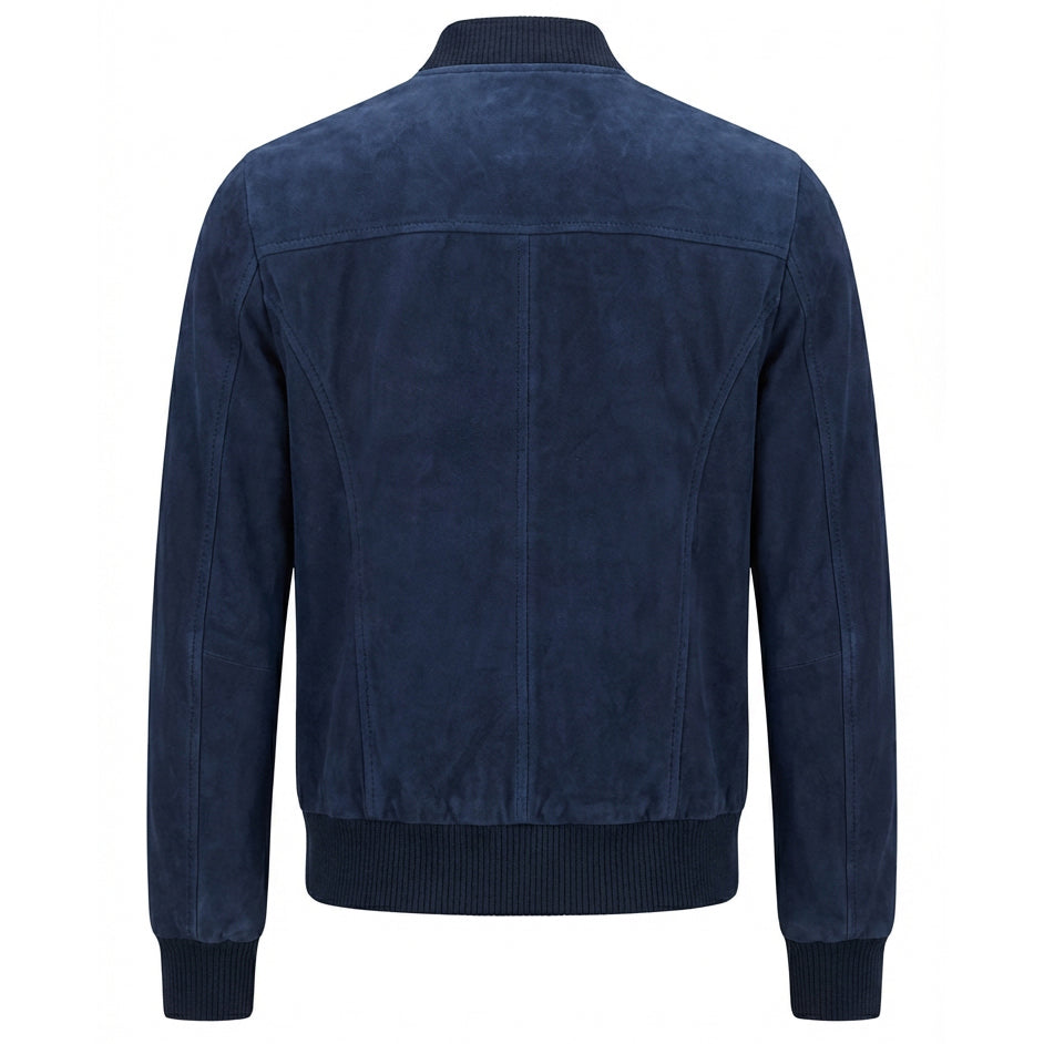 BUNERI Blouson Bomber en Daim Bleu pour Femme Style MA-1 – Image 4