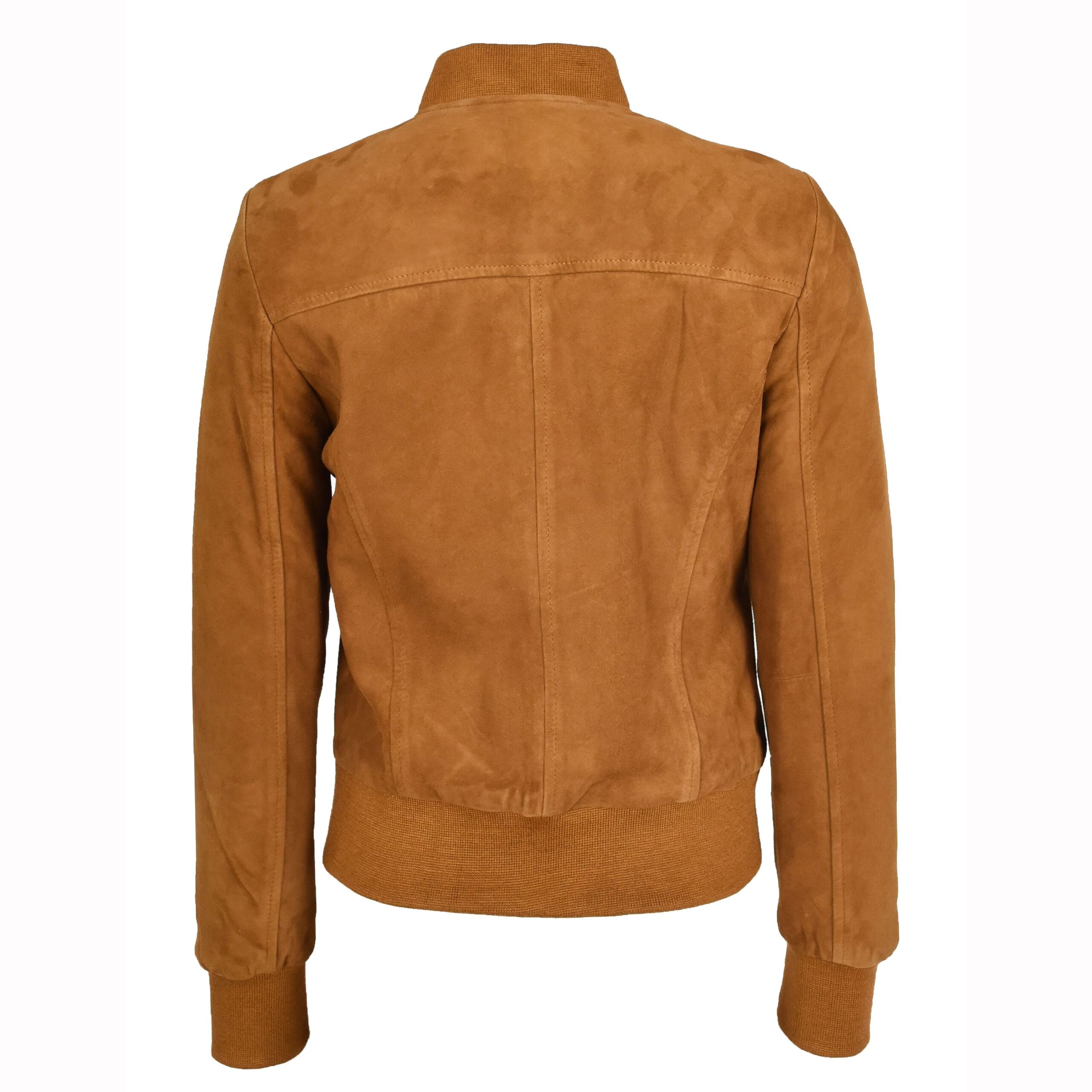 BUNERI Blouson Bomber MA-1 en Daim de Chèvre Véritable Cognac pour Femme – Image 3