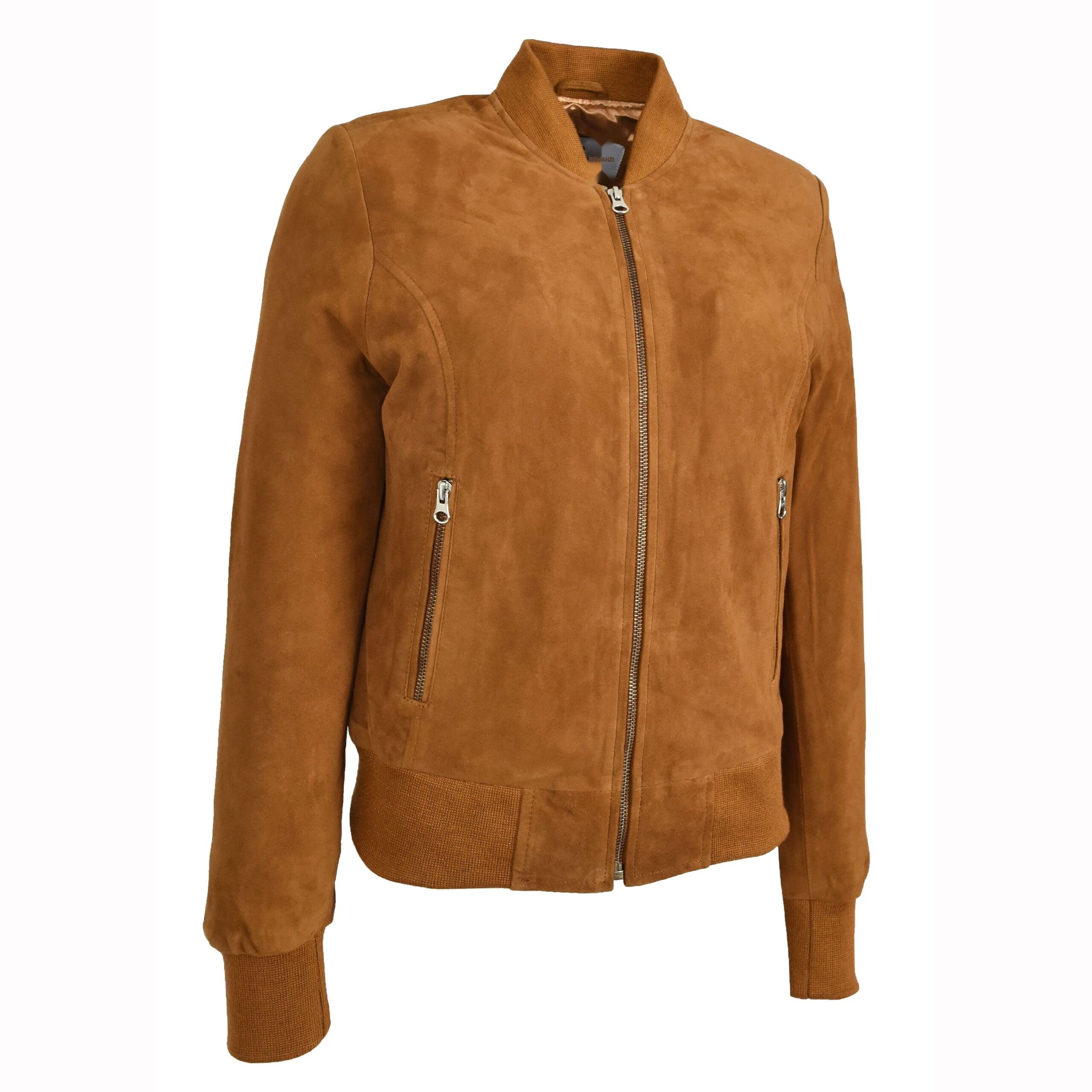 BUNERI Blouson Bomber MA-1 en Daim de Chèvre Véritable Cognac pour Femme – Image 6