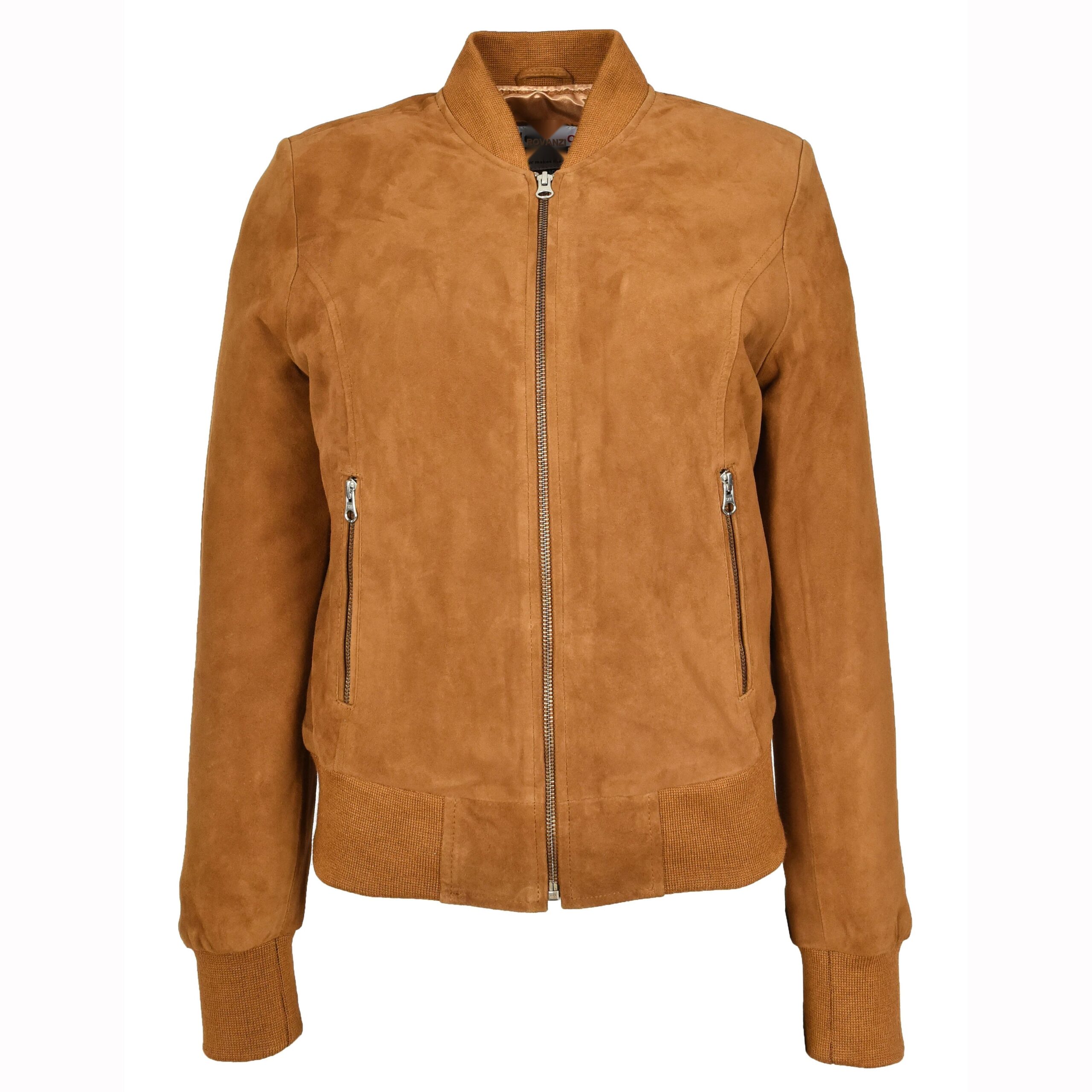 BUNERI Blouson Bomber MA-1 en Daim de Chèvre Véritable Cognac pour Femme – Image 7