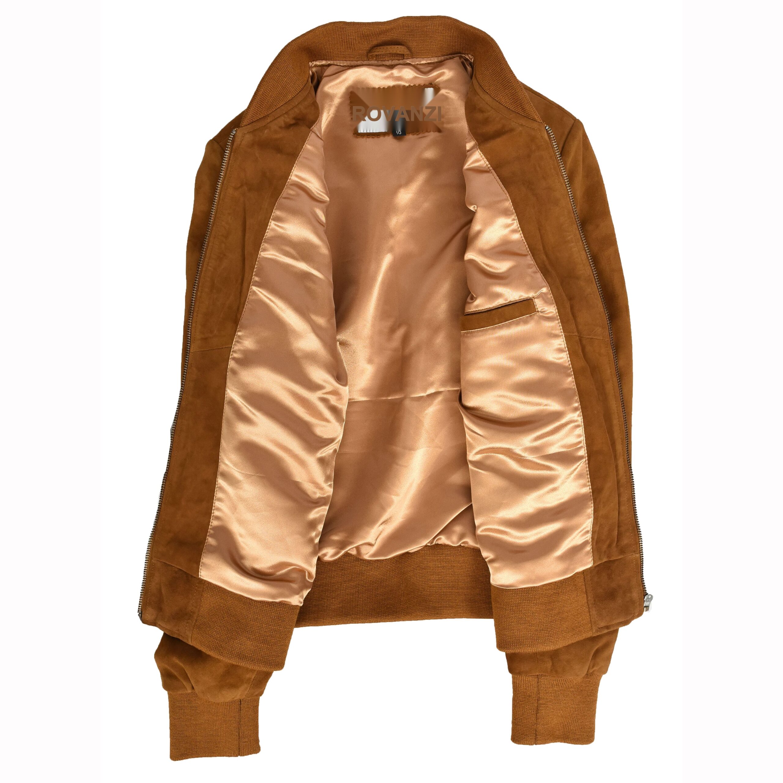 BUNERI Blouson Bomber MA-1 en Daim de Chèvre Véritable Cognac pour Femme – Image 8