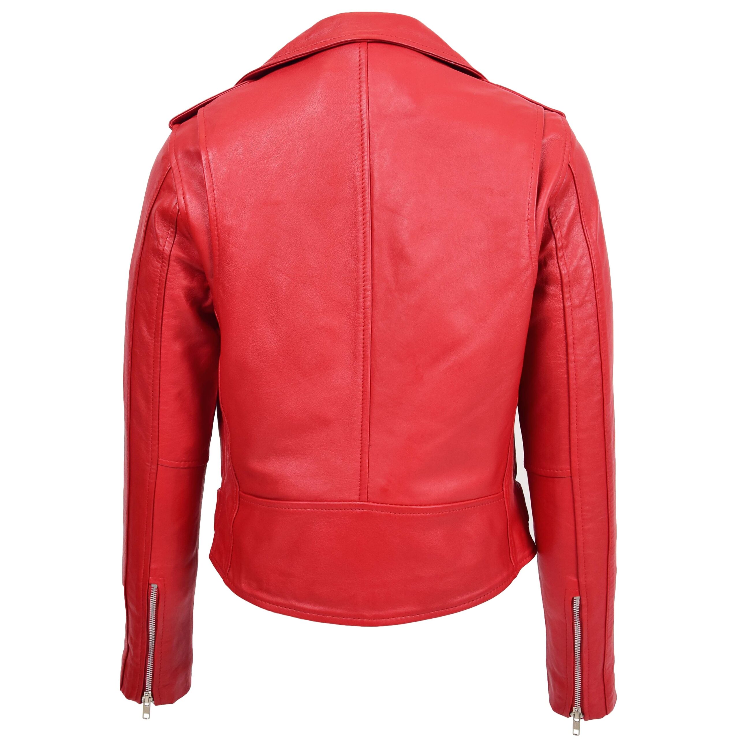 BUNERI Veste Biker en Cuir Style Brando pour Femme Rouge – Image 2