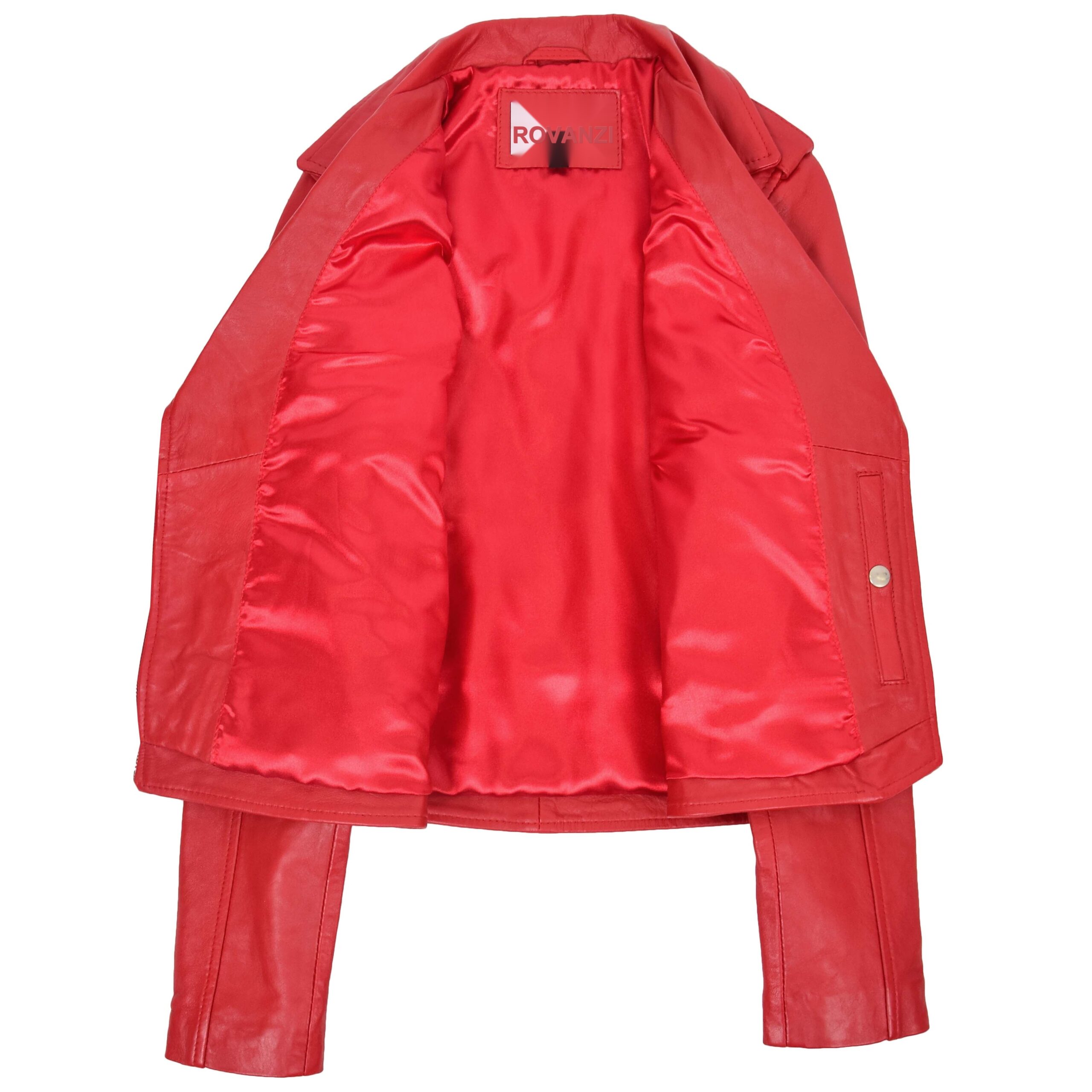 BUNERI Veste Biker en Cuir Style Brando pour Femme Rouge – Image 6