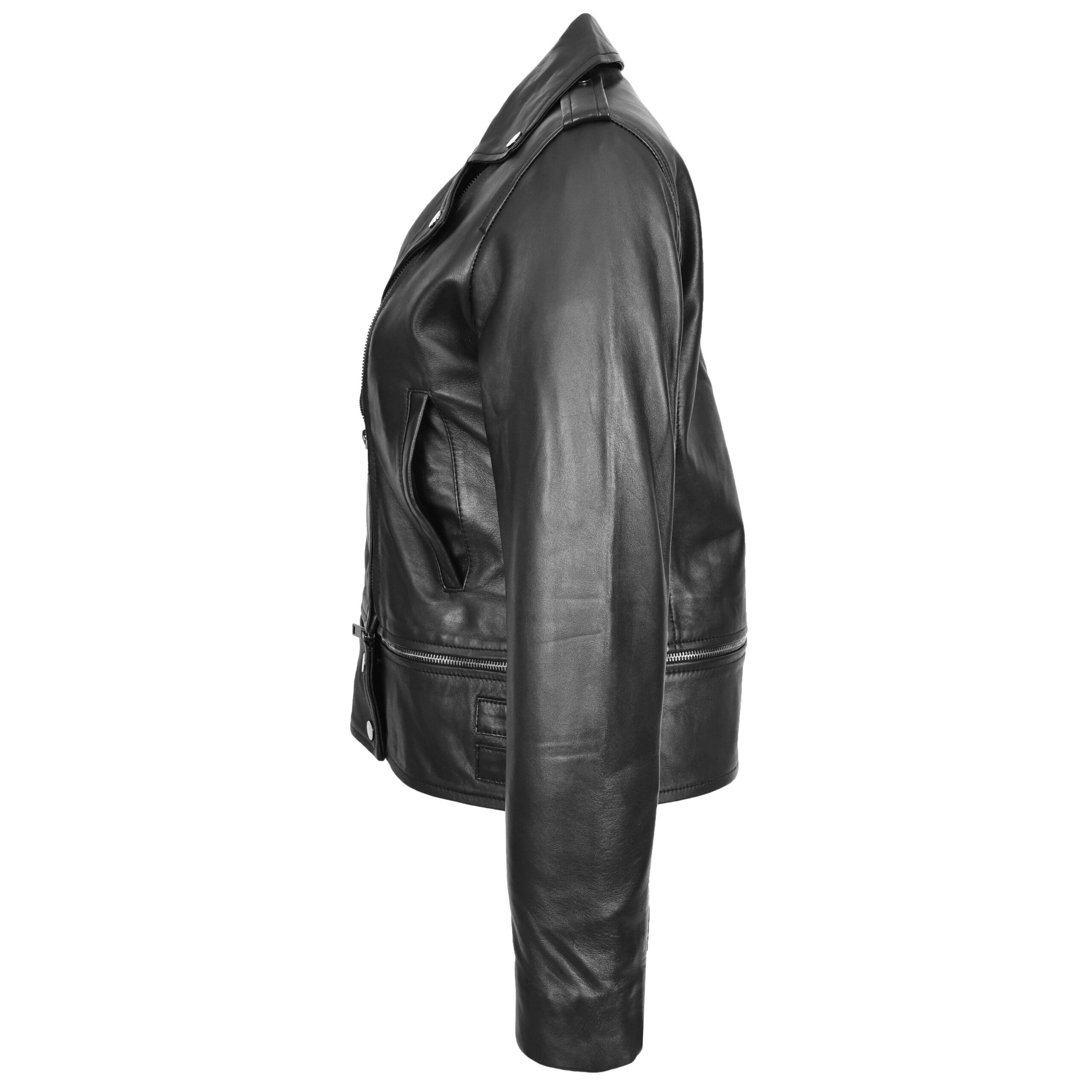 BUNERI Veste Biker en Cuir Noir 2-en-1 Courte pour Femme – Image 5