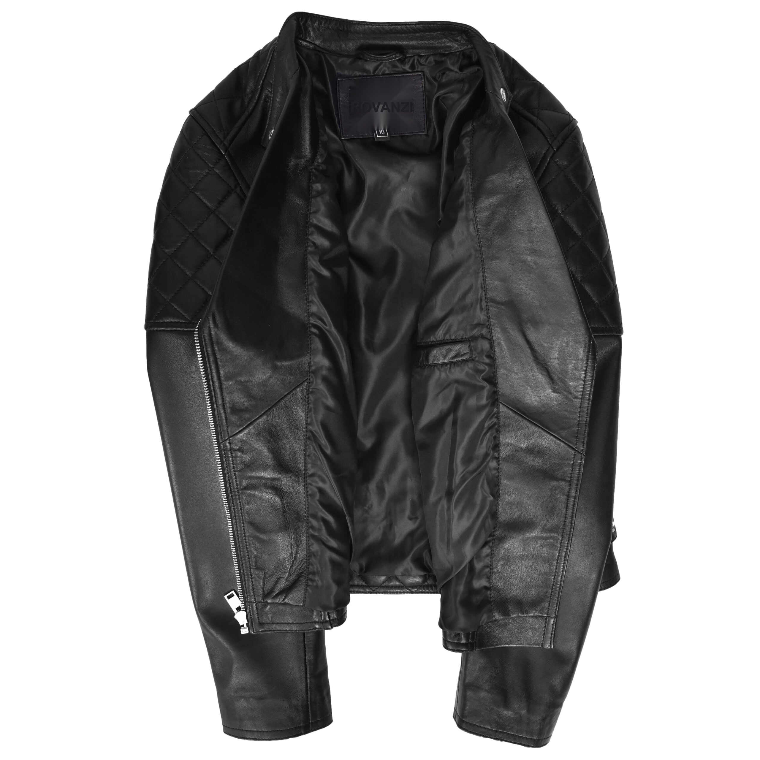 BUNERI Biker Cuir Molly Noire Zip Croisé Classique – Image 7