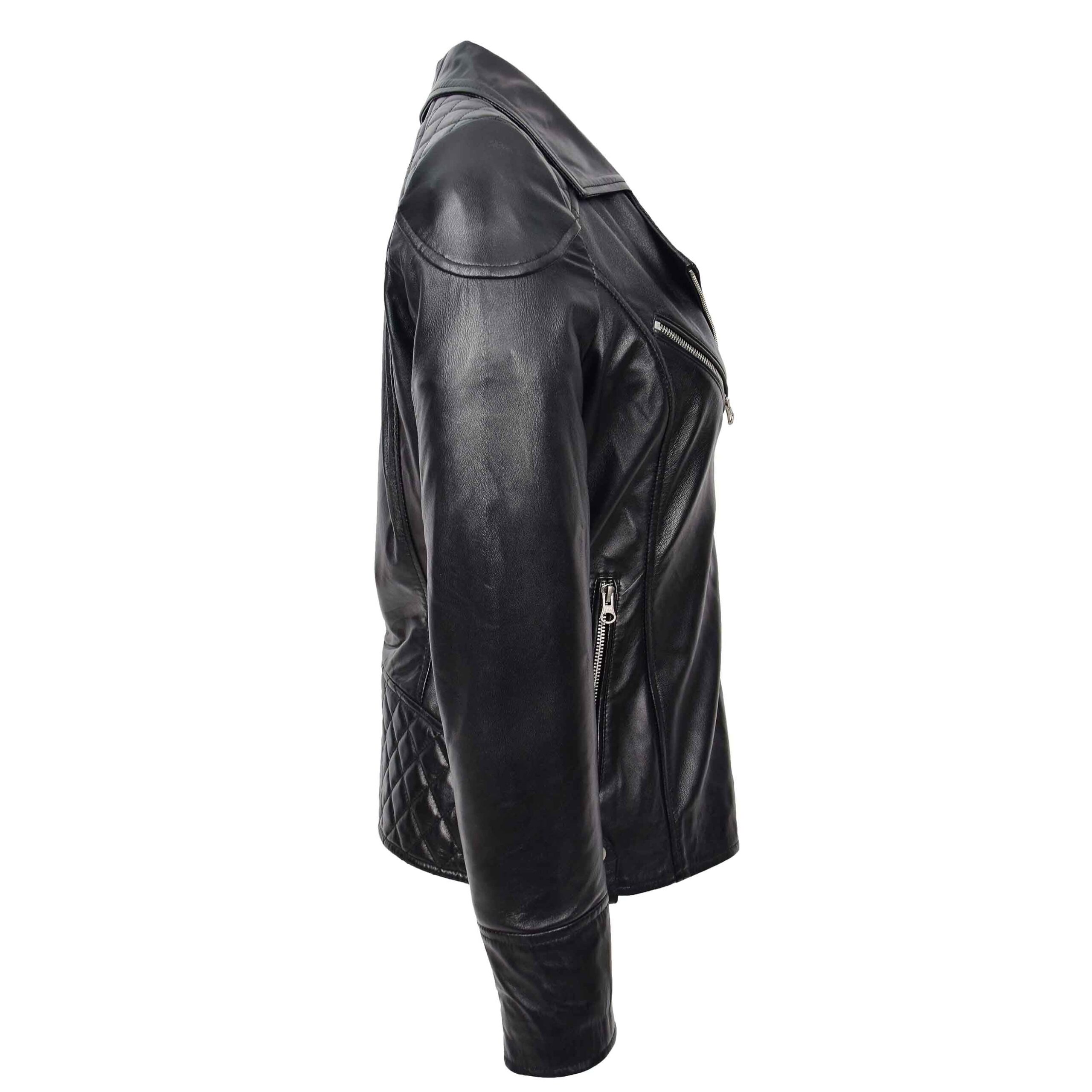 BUNERI Biker Cuir Cherry Noire Zip Croisé avec Poches – Image 5