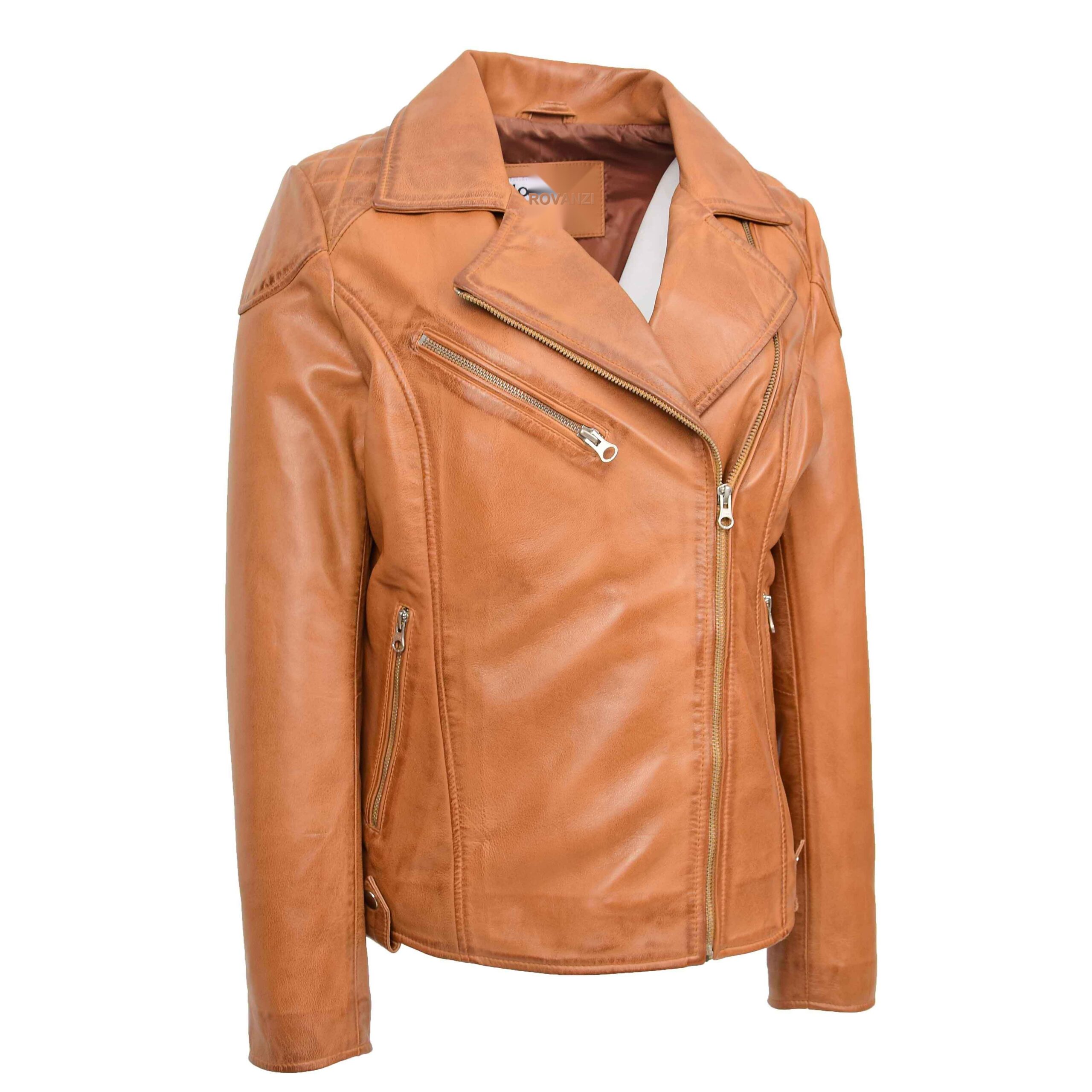 BUNERI Biker Cuir Cherry Tan Cross-Zip – Image 3