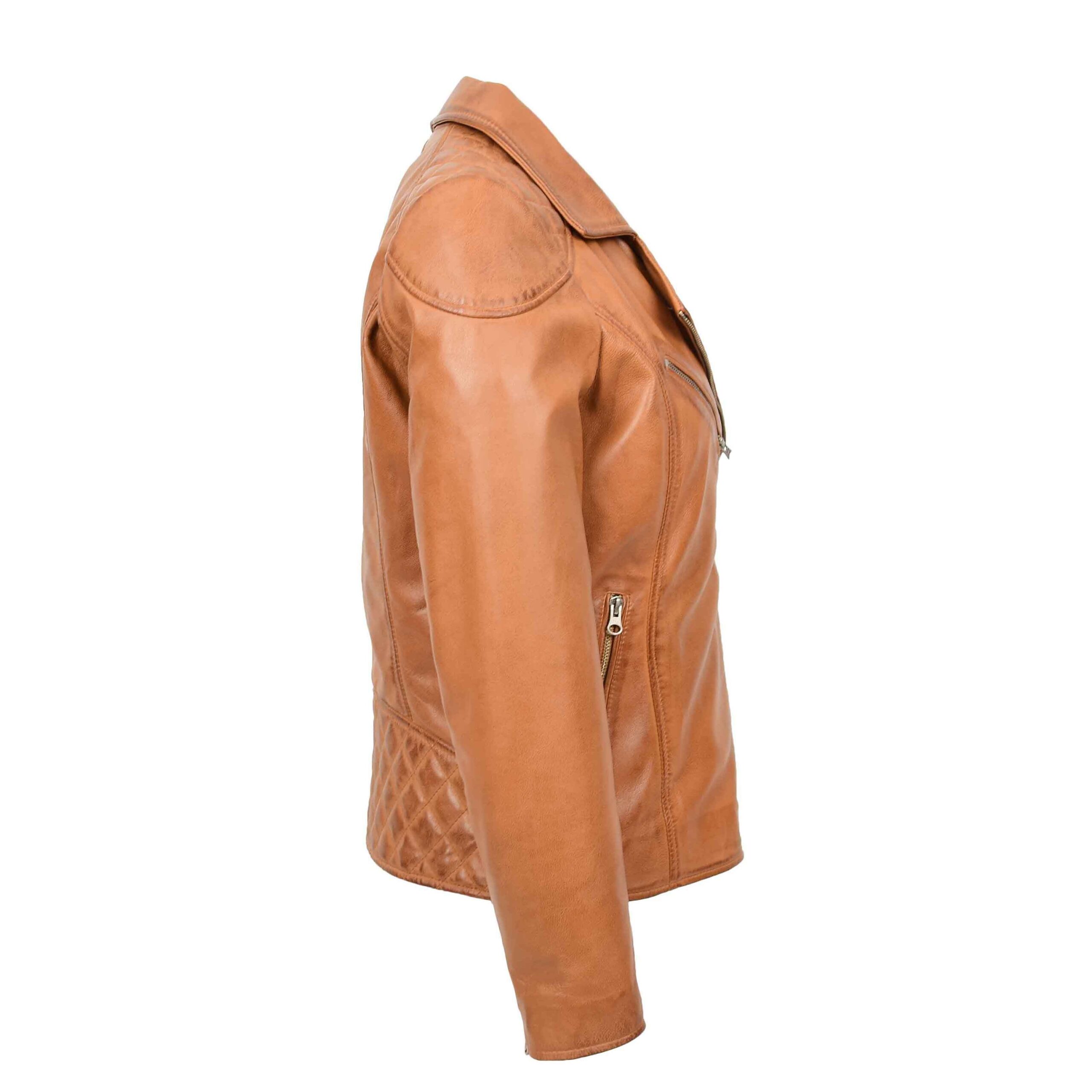 BUNERI Biker Cuir Cherry Tan Cross-Zip – Image 5