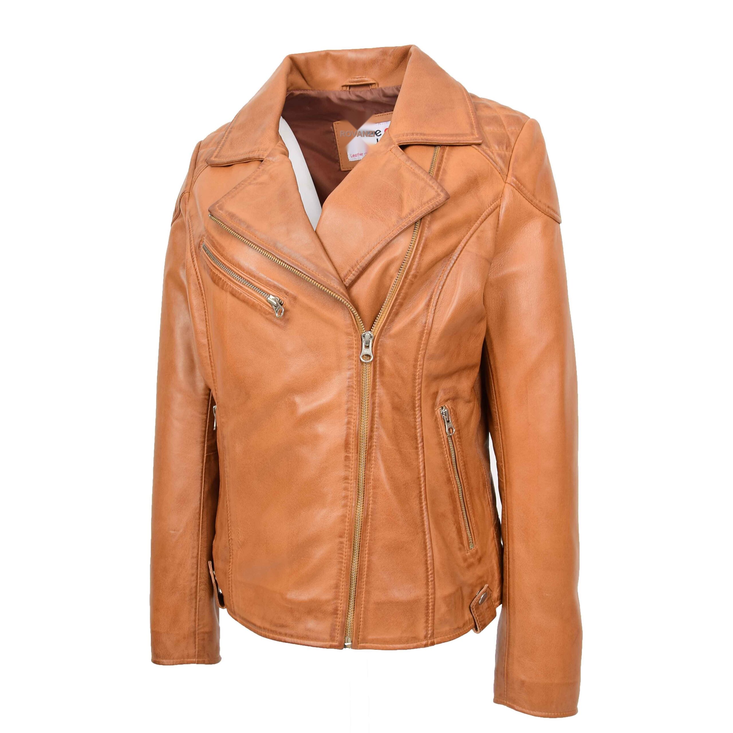 BUNERI Biker Cuir Cherry Tan Cross-Zip – Image 6