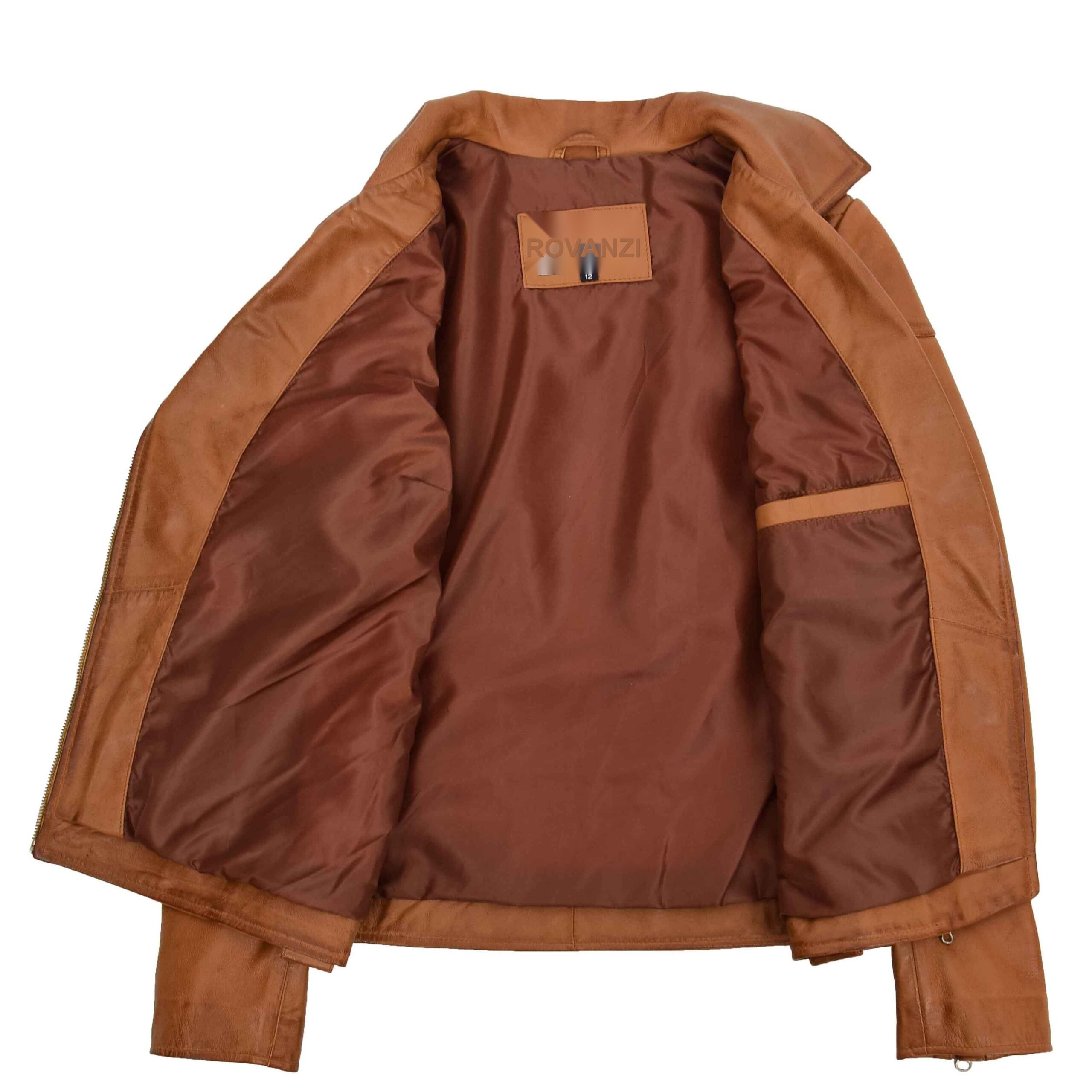 BUNERI Biker Cuir Cherry Tan Cross-Zip – Image 7