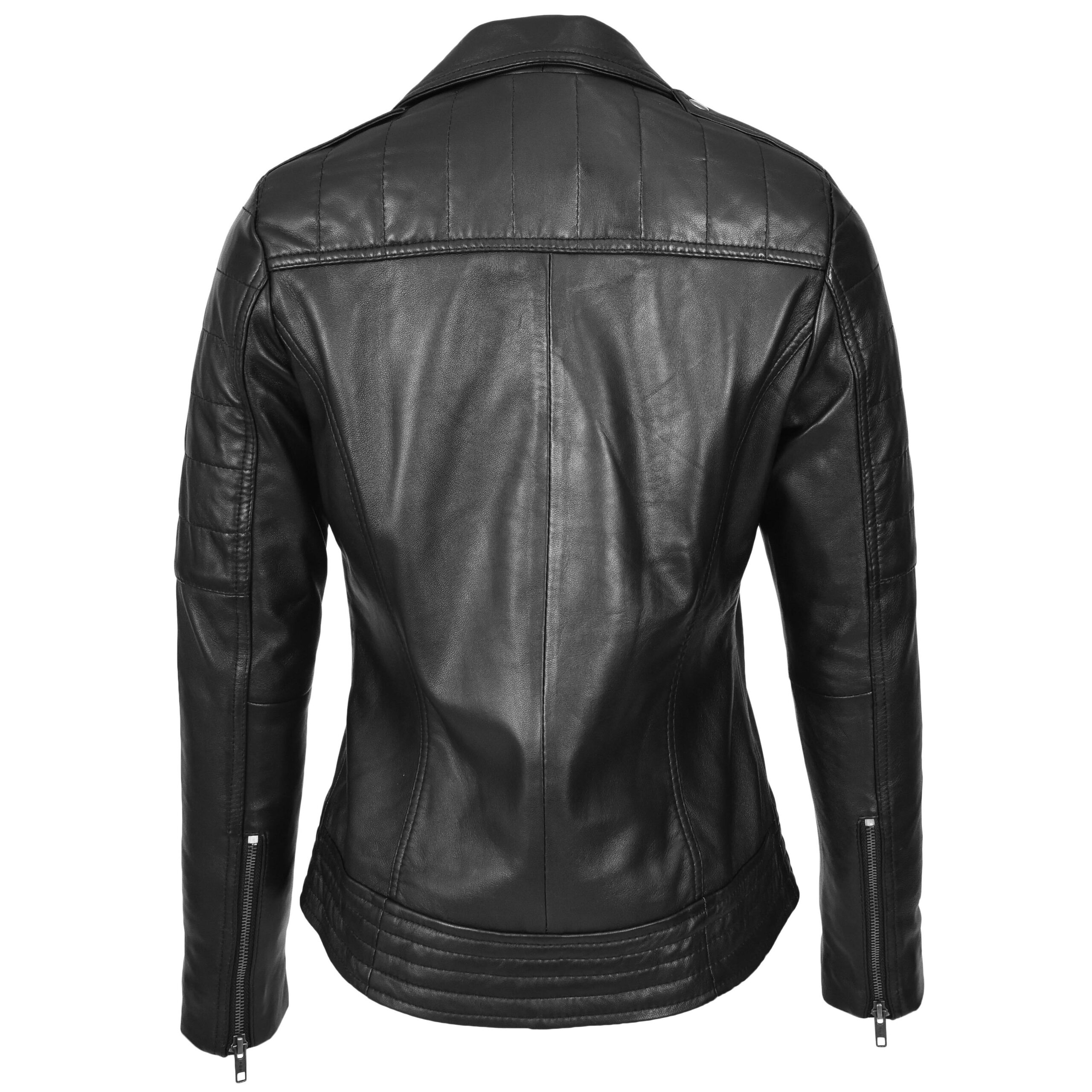 BUNERI Biker Pam Noire en Cuir Véritable Zip Croisé – Image 2