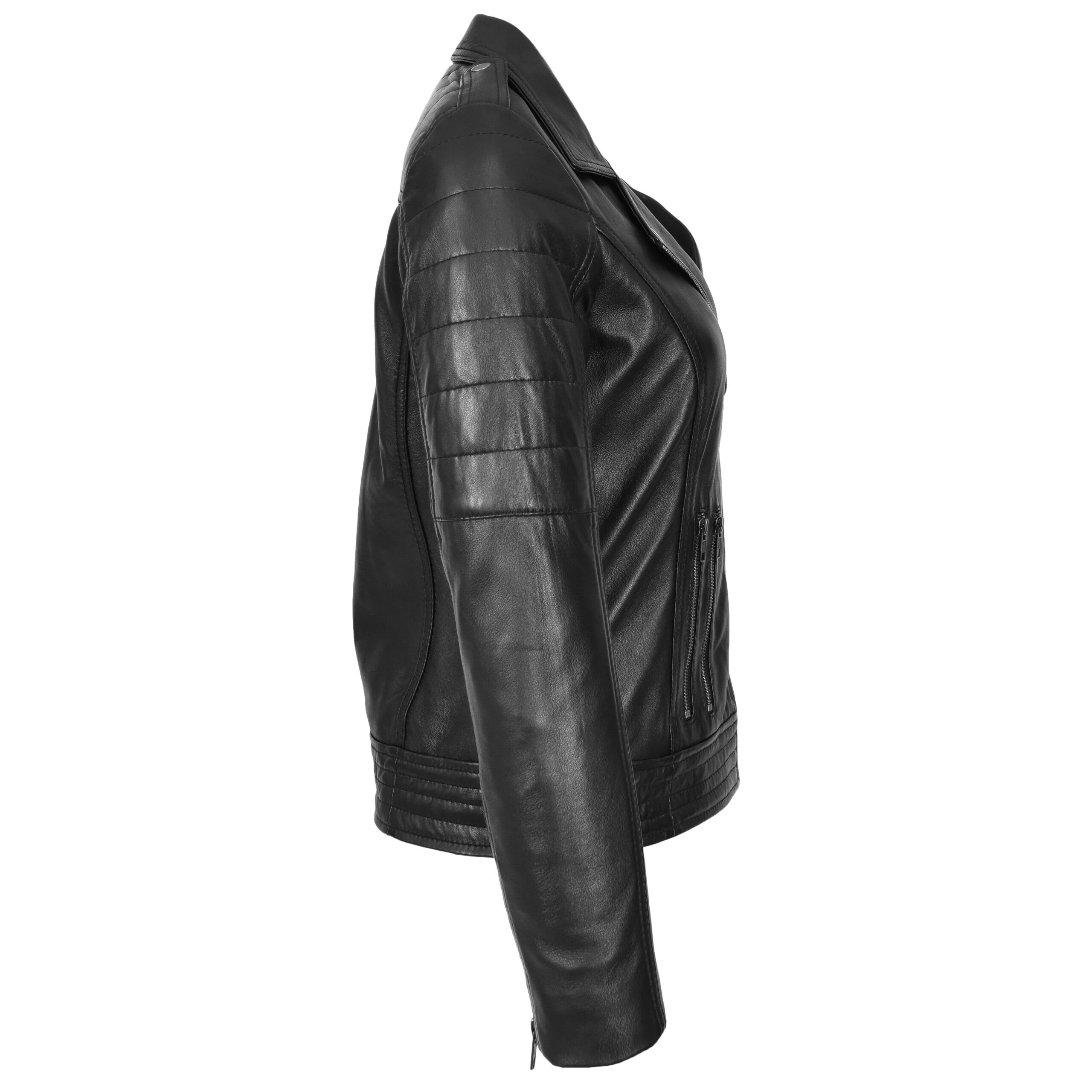 BUNERI Biker Pam Noire en Cuir Véritable Zip Croisé – Image 6