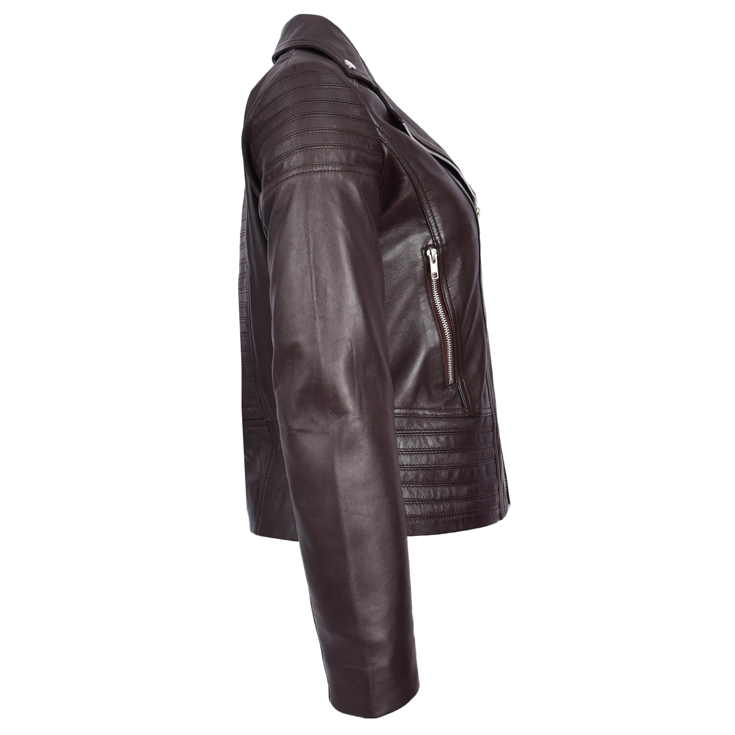 BUNERI Biker Cuir Emily Marron Tendance Ajustée Style Casual – Image 3