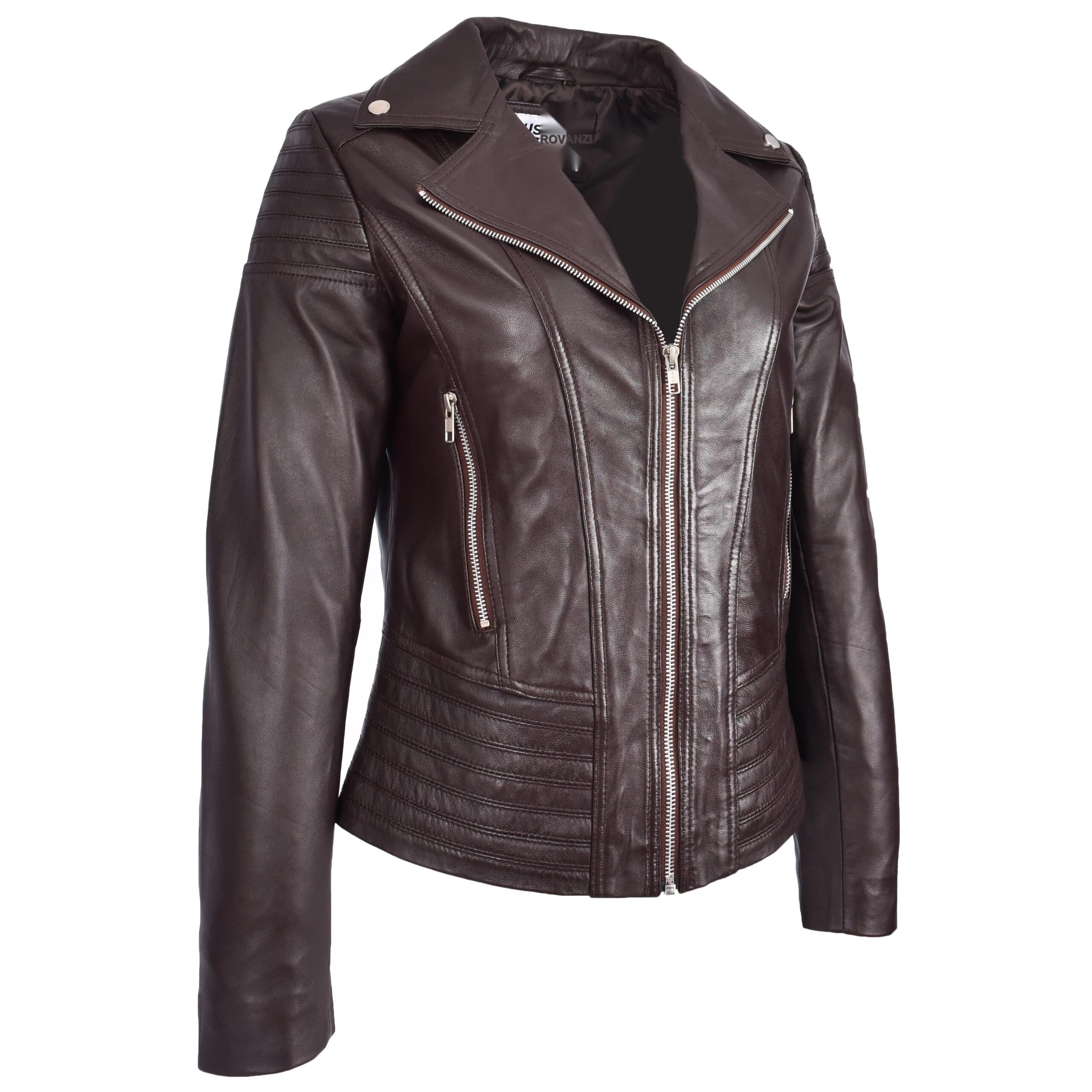 BUNERI Biker Cuir Emily Marron Tendance Ajustée Style Casual – Image 4