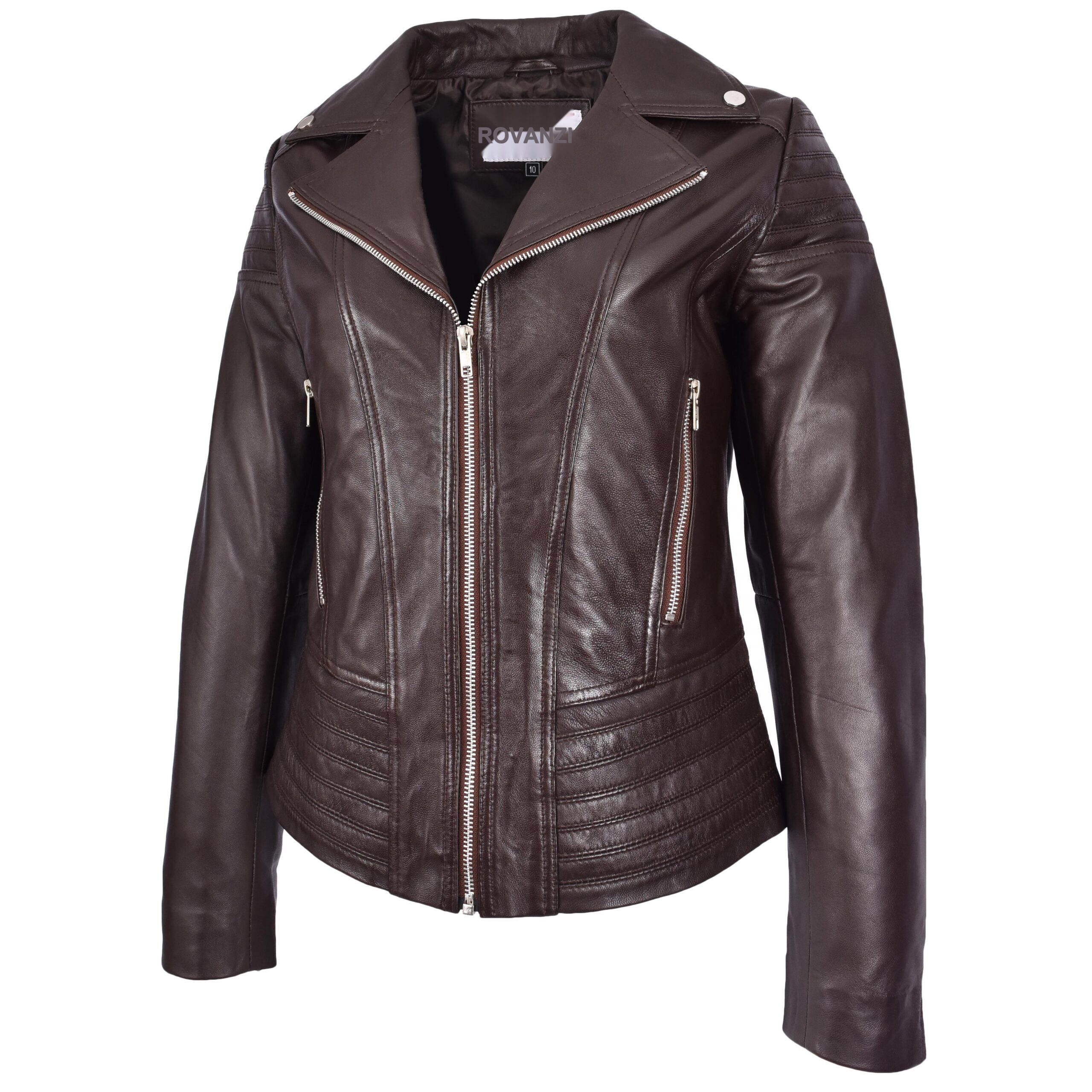 BUNERI Biker Cuir Emily Marron Tendance Ajustée Style Casual – Image 5