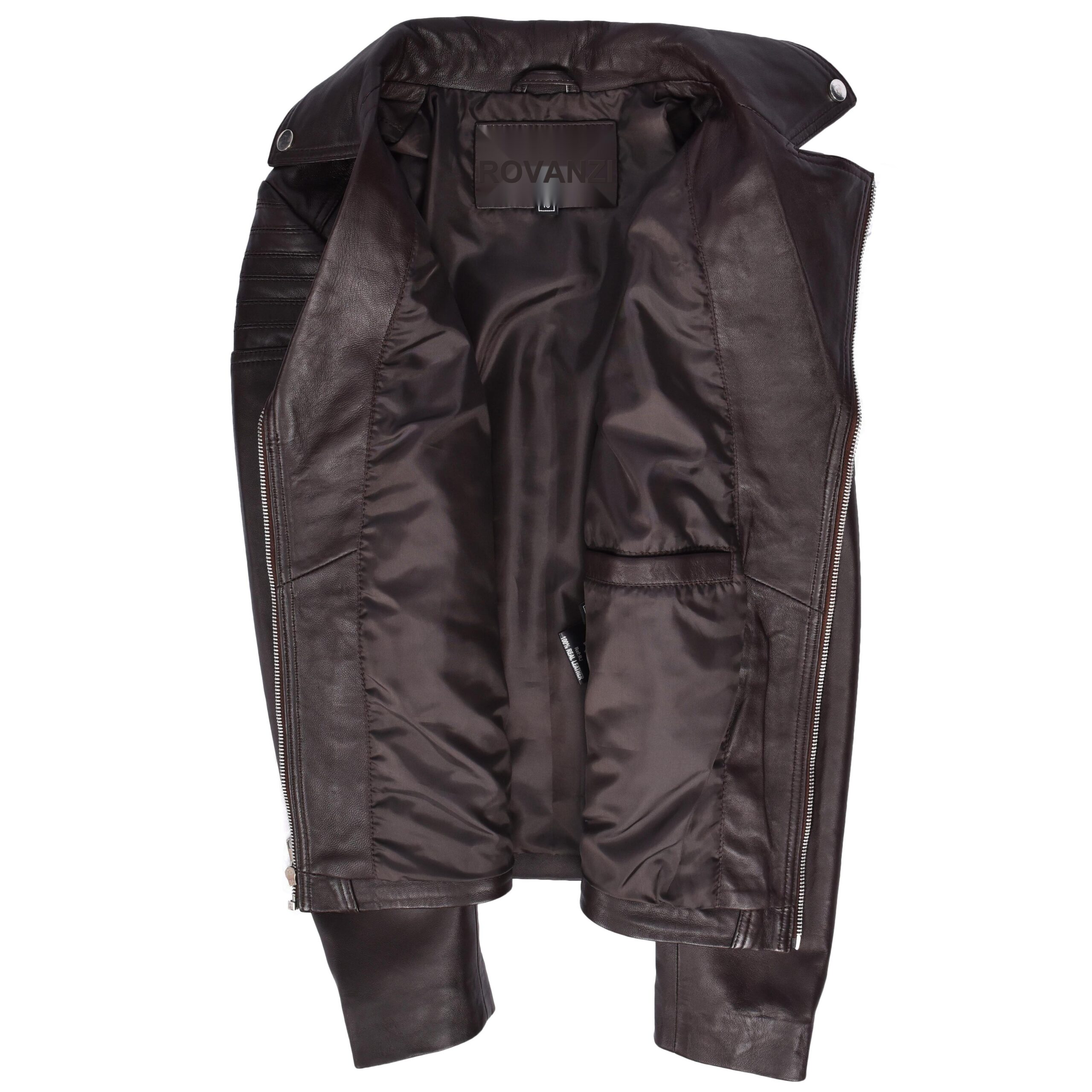 BUNERI Biker Cuir Emily Marron Tendance Ajustée Style Casual – Image 6