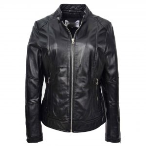BUNERI Biker Cuir Connie Noir Casual Zippée