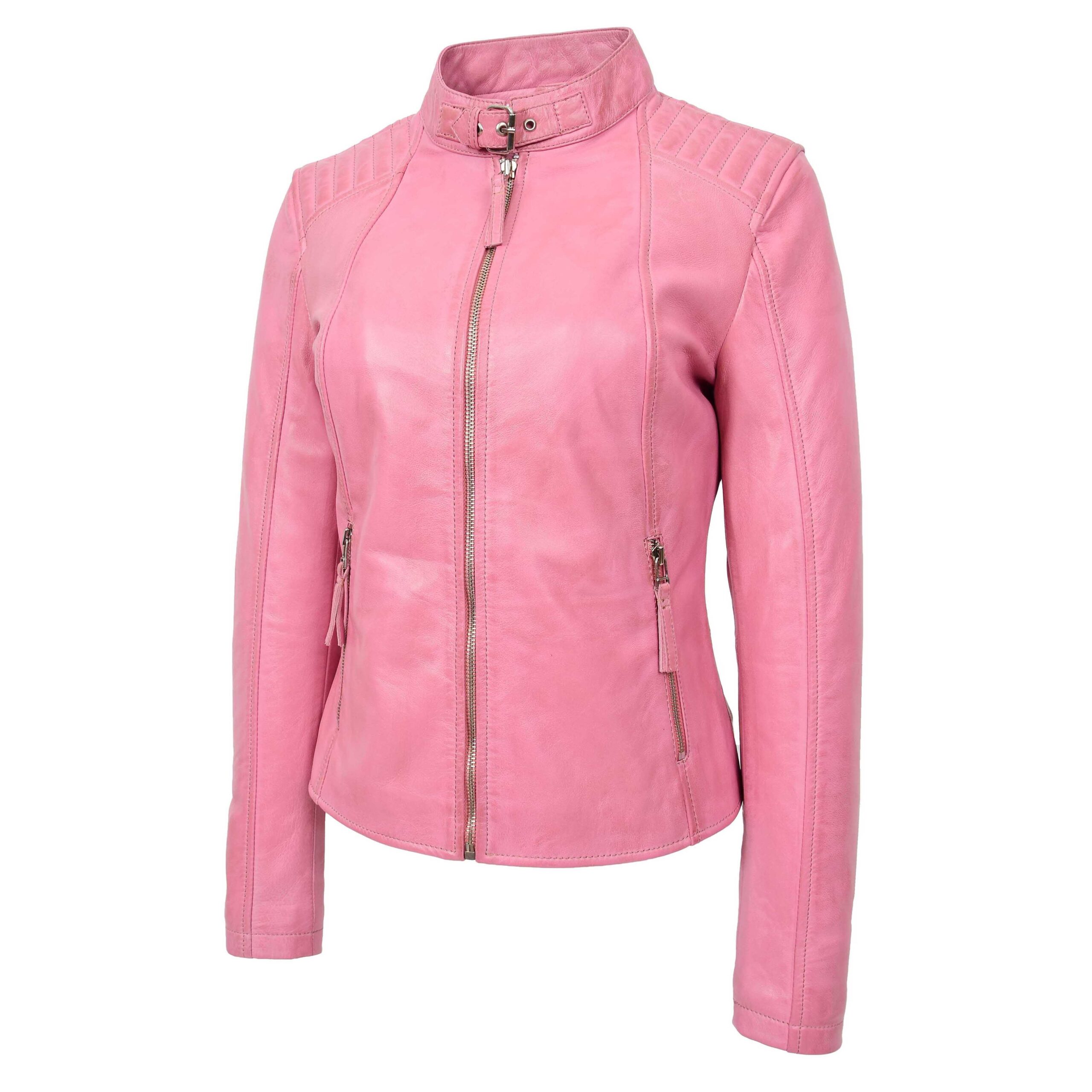 BUNERI Biker Classique Sophia en Cuir Rose Poudré – Image 4