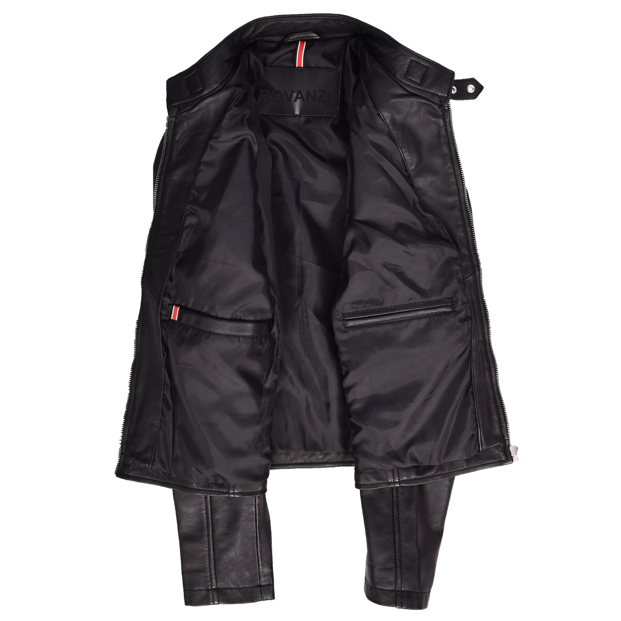 BUNERI Veste Femme Vrai Cuir Biker Classique Noire – Image 6