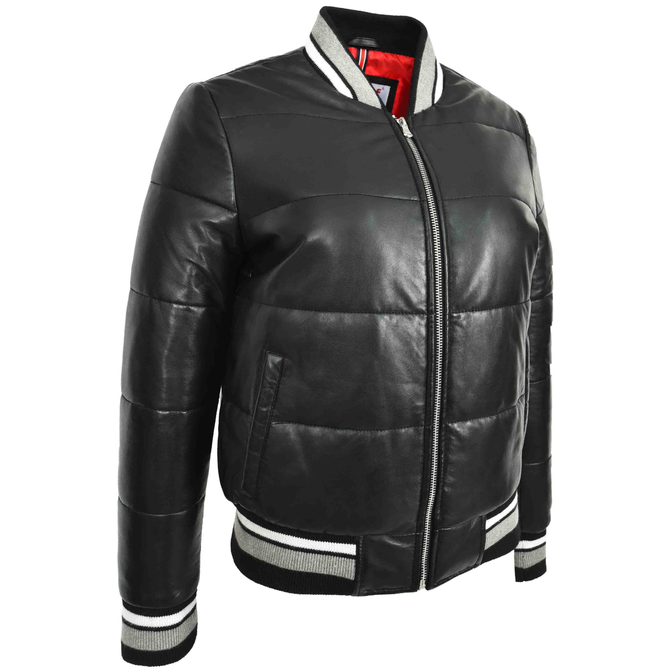 BUNERI Bomber Cuir Dolly Noir Matelassé Femme – Image 7