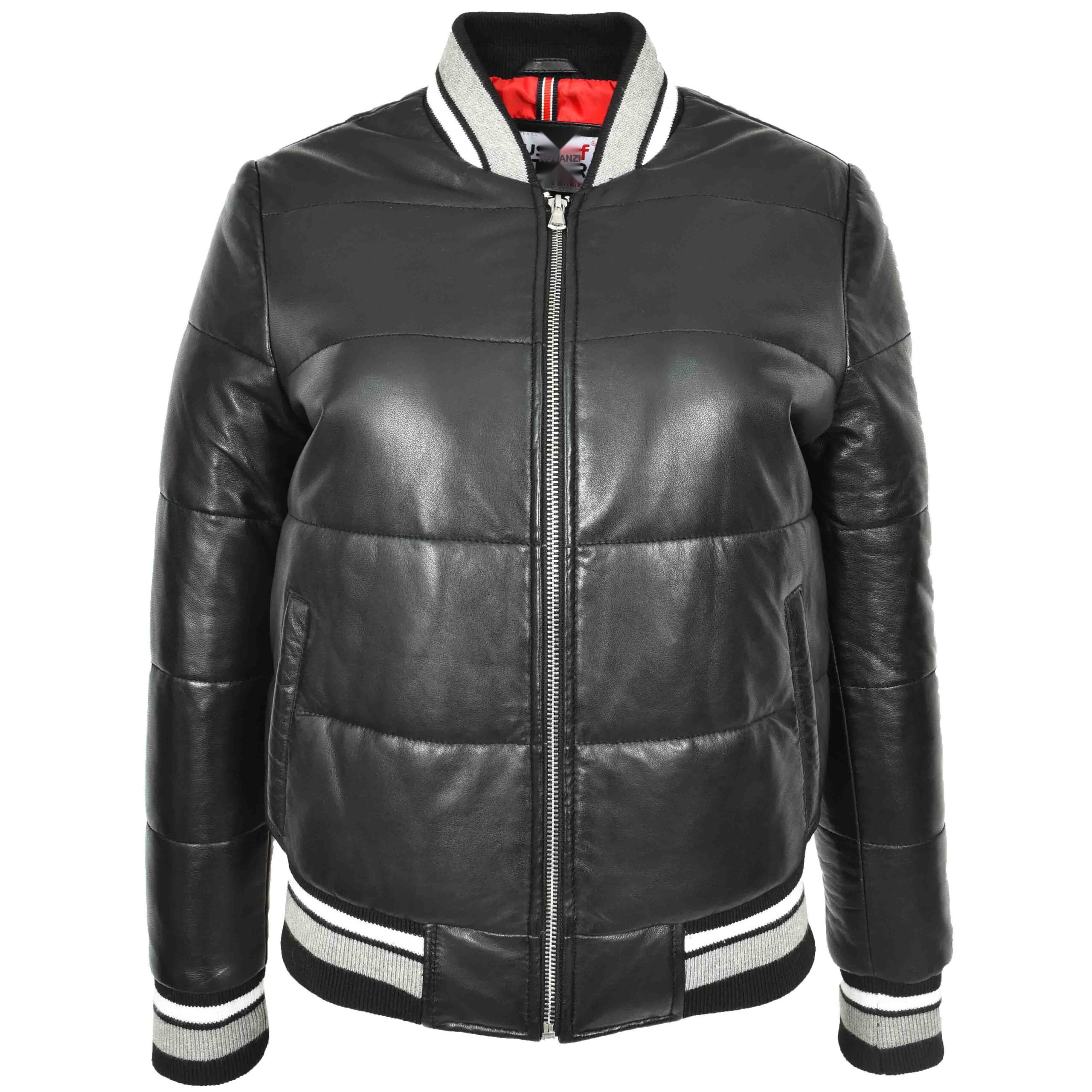 BUNERI Bomber Cuir Dolly Noir Matelassé Femme – Image 5